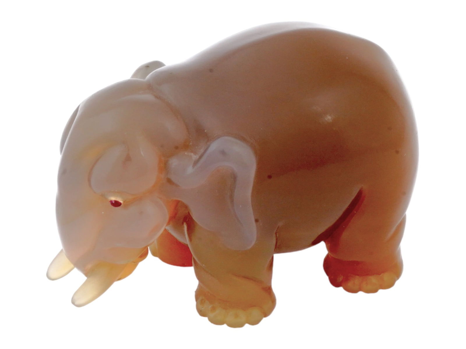 RUSSIAN HAND CARVED AGATE RUBY ELEPHANT FIGURINE (1 of 4)