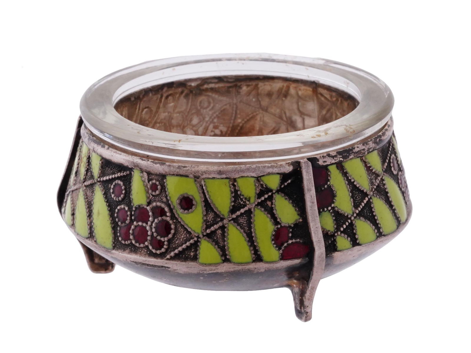 RUSSIAN HOMMET SILVER PLATE AND ENAMEL SALT CELLAR (1 of 8)