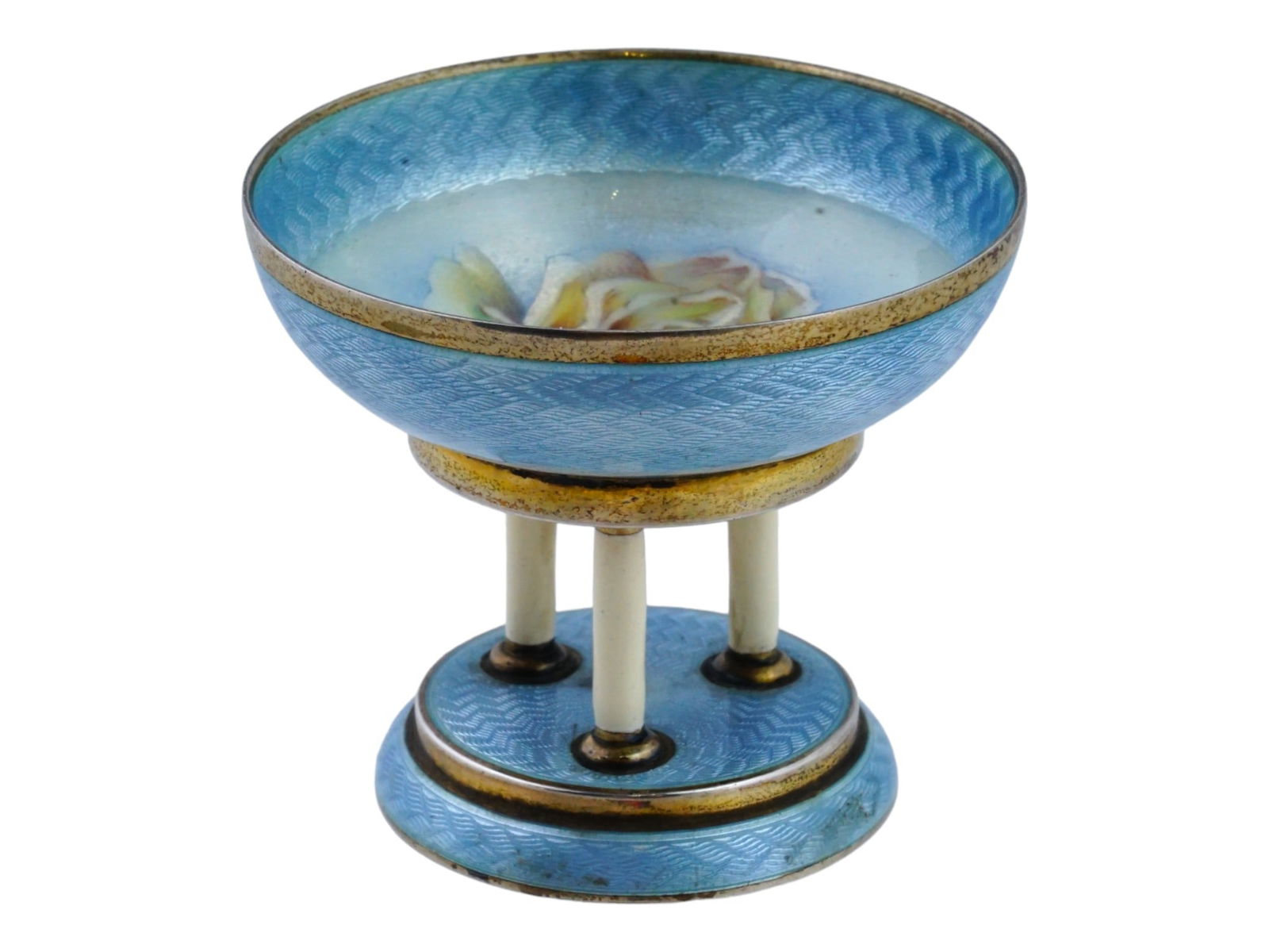 GERMAN GILT SILVER GUILLOCHE ENAMEL CENTERPIECE BOWL (1 of 6)