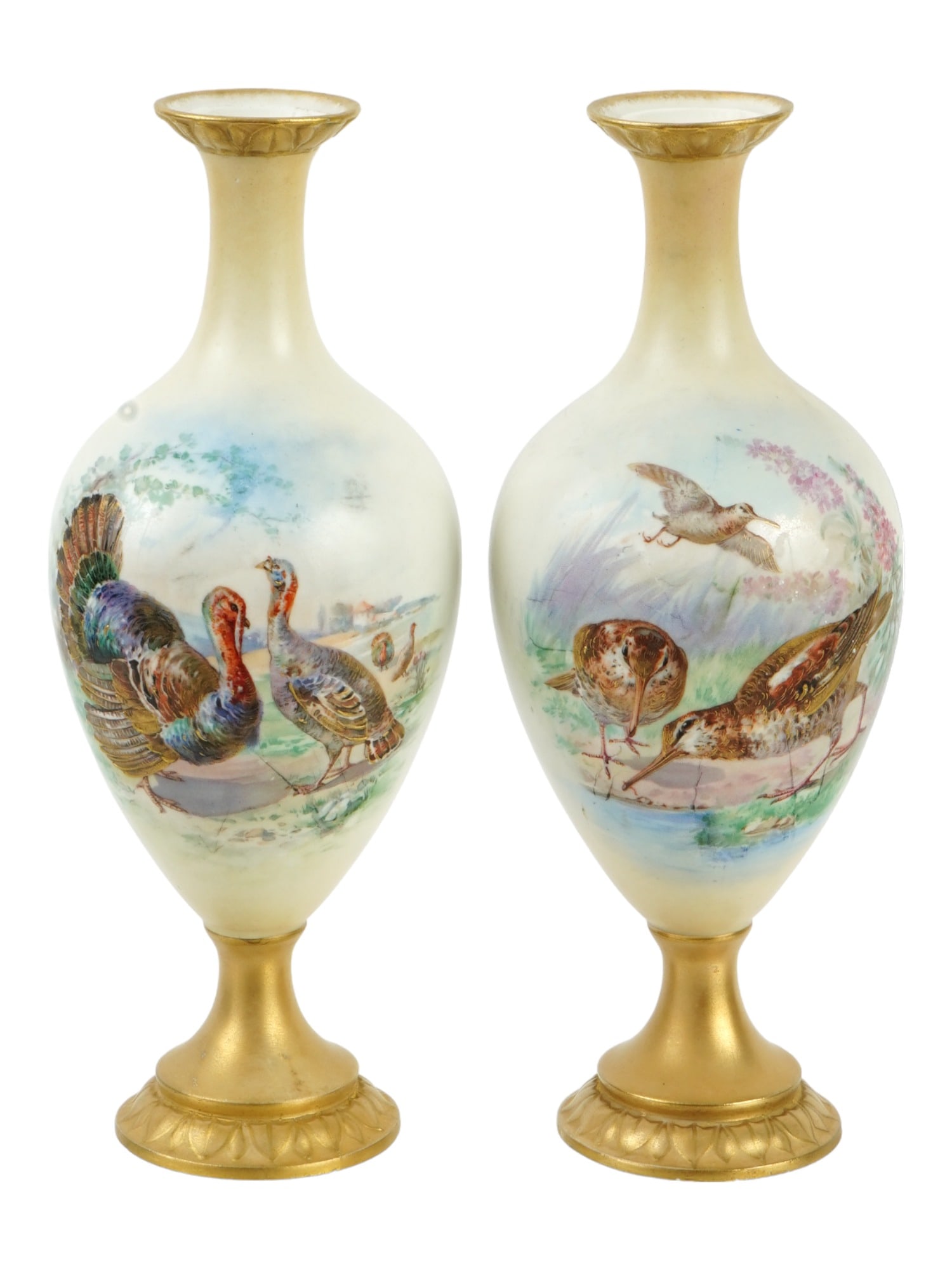 ANTIQUE AUSTRIAN ALEXANDRA PORCELAIN BIRD VASES (1 of 7)