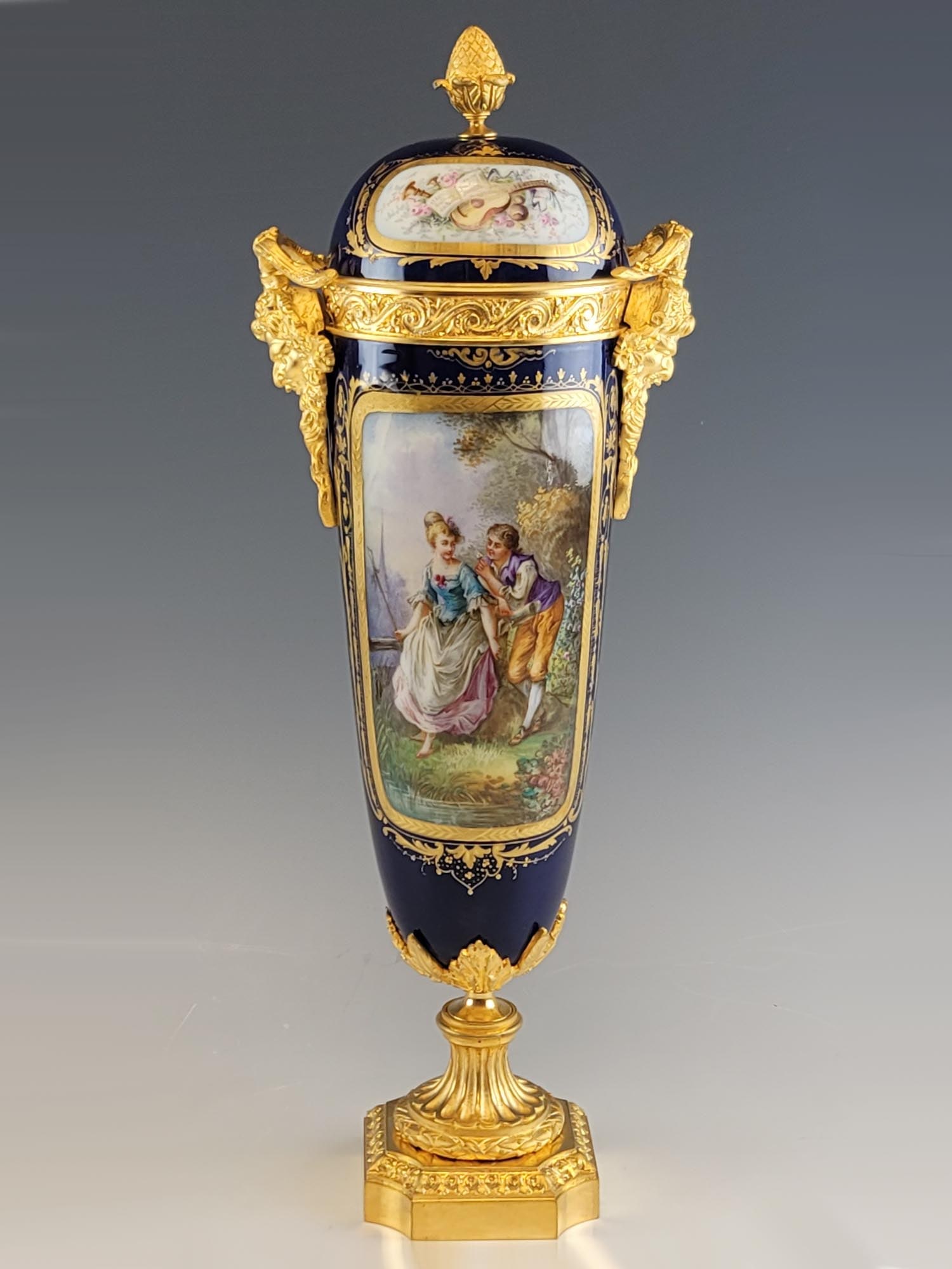 19TH C FRENCH SEVRES PORCELAIN GILT BRONZE URN (1 of 12)