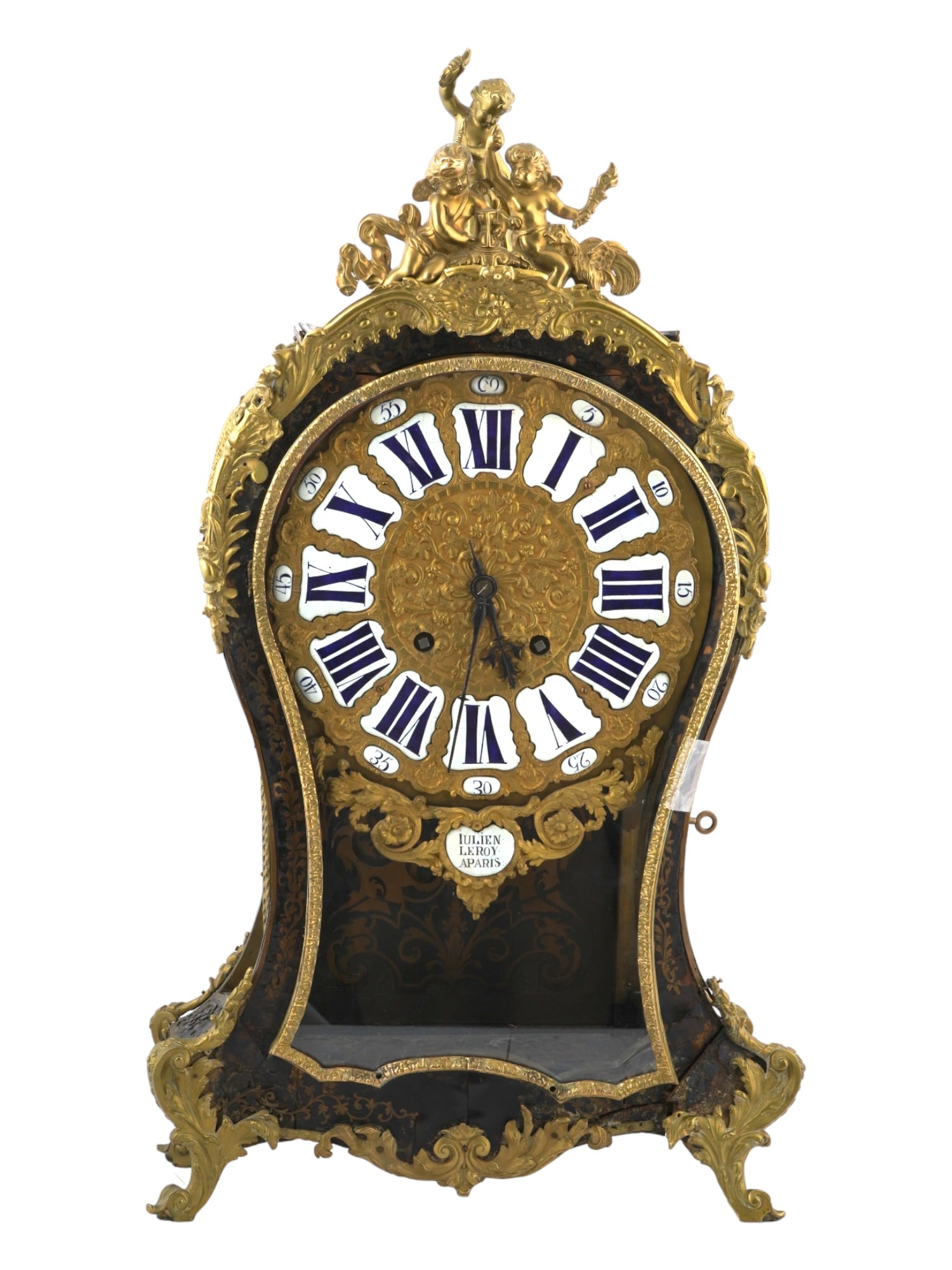 ANTIQUE FRENCH ROCOCO BOULLE INLAID CLOCK CA 1890 (1 of 12)