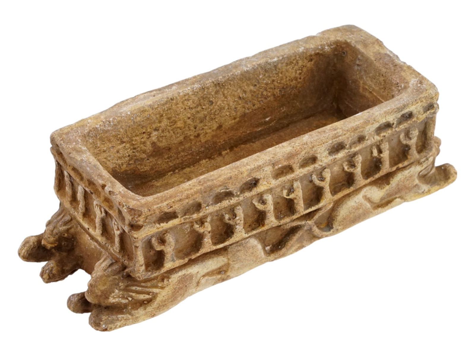 MINI 3RD C BC NEAR EASTERN LION CARVED LIMESTONE BOX (1 of 7)