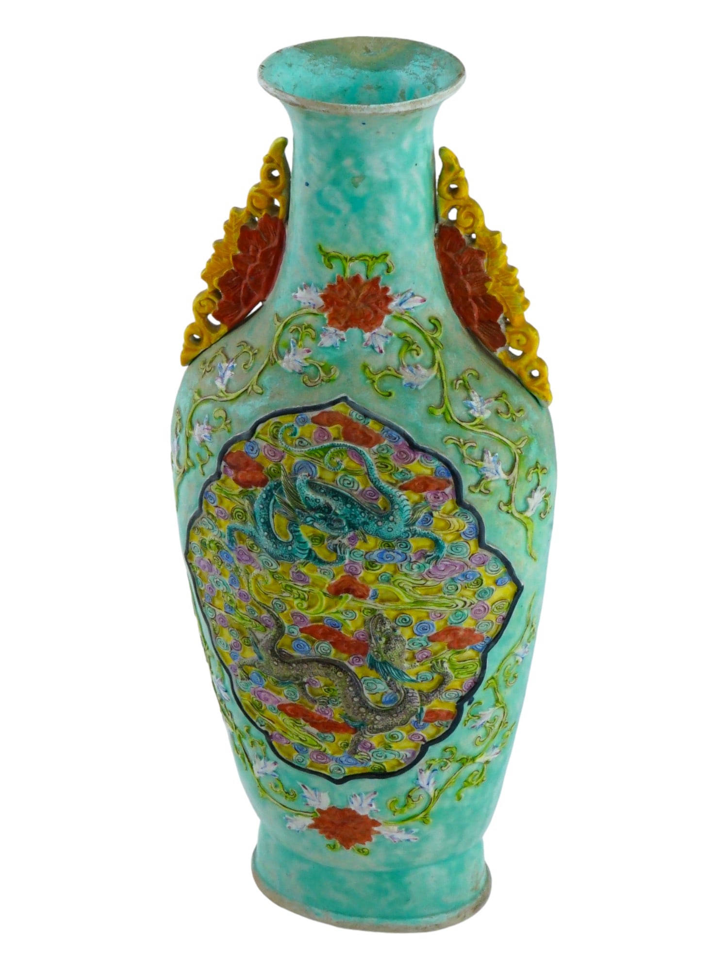 VINTAGE CHINESE CERAMIC BALUSTER VASE WITH DRAGONS (1 of 8)
