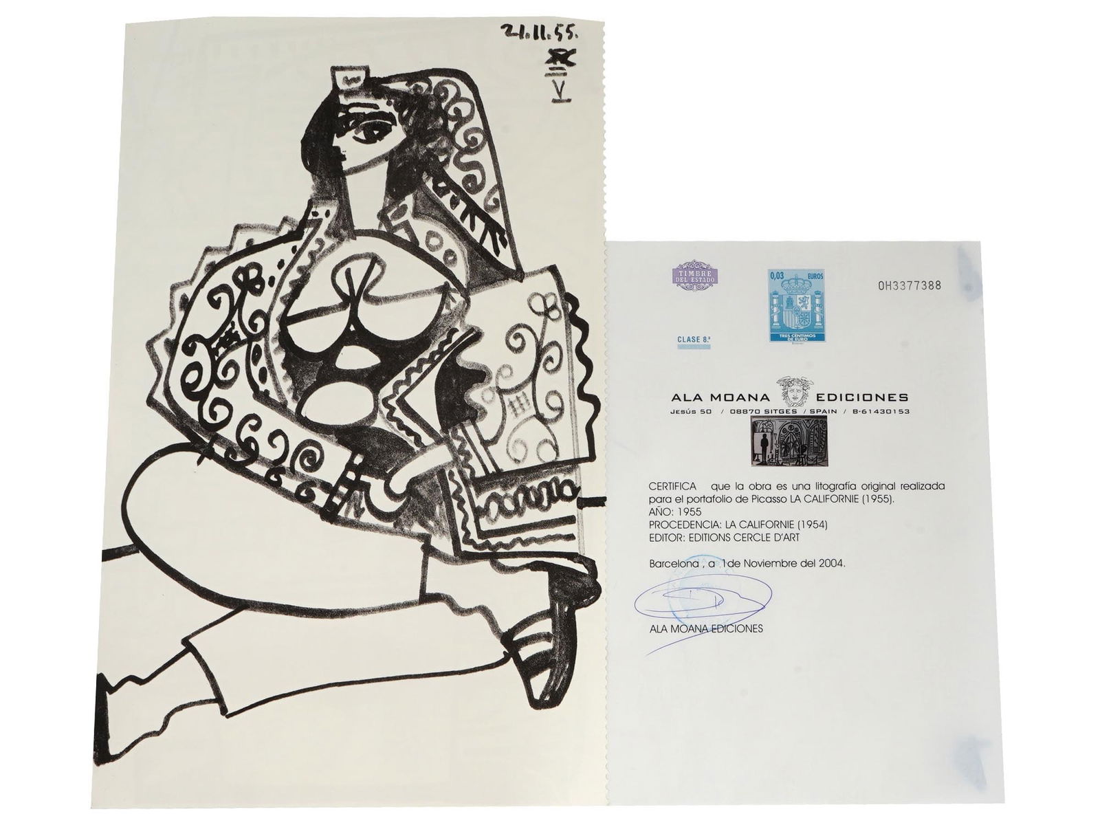 FRENCH LITHOGRAPHS AFTER SKETCH BY PABLO PICASSO W COA (1 of 6)