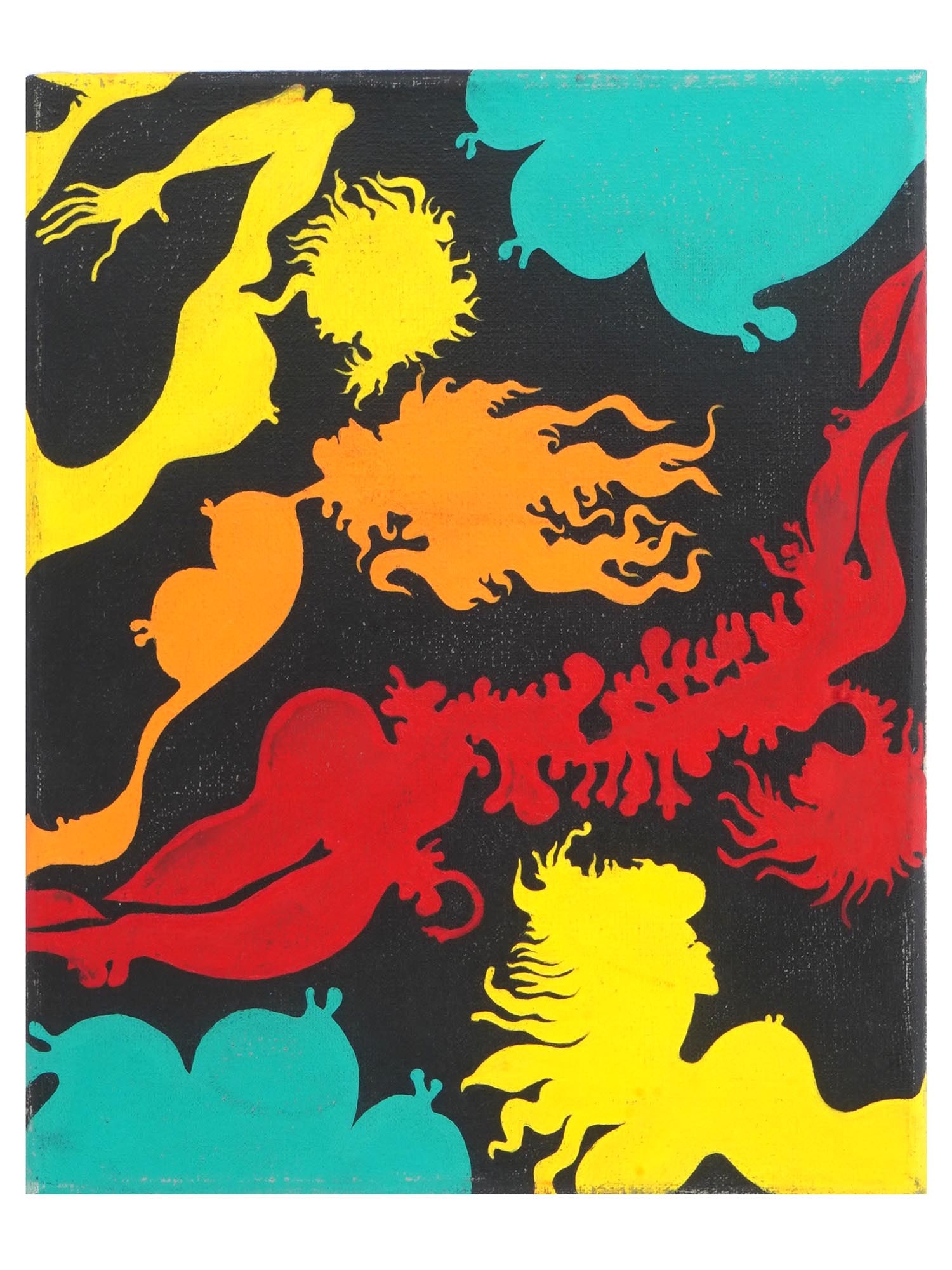 1975 POLISH ABSTRACT OIL PAINTING BY JAN DOBKOWSKI: Oil on canvas painting by Jan Dobkowski, born 1942, a Polish artist, student of Jan Cybis, know for his red-green painting series and work with optical illusion. The artwork represents abstract monoch