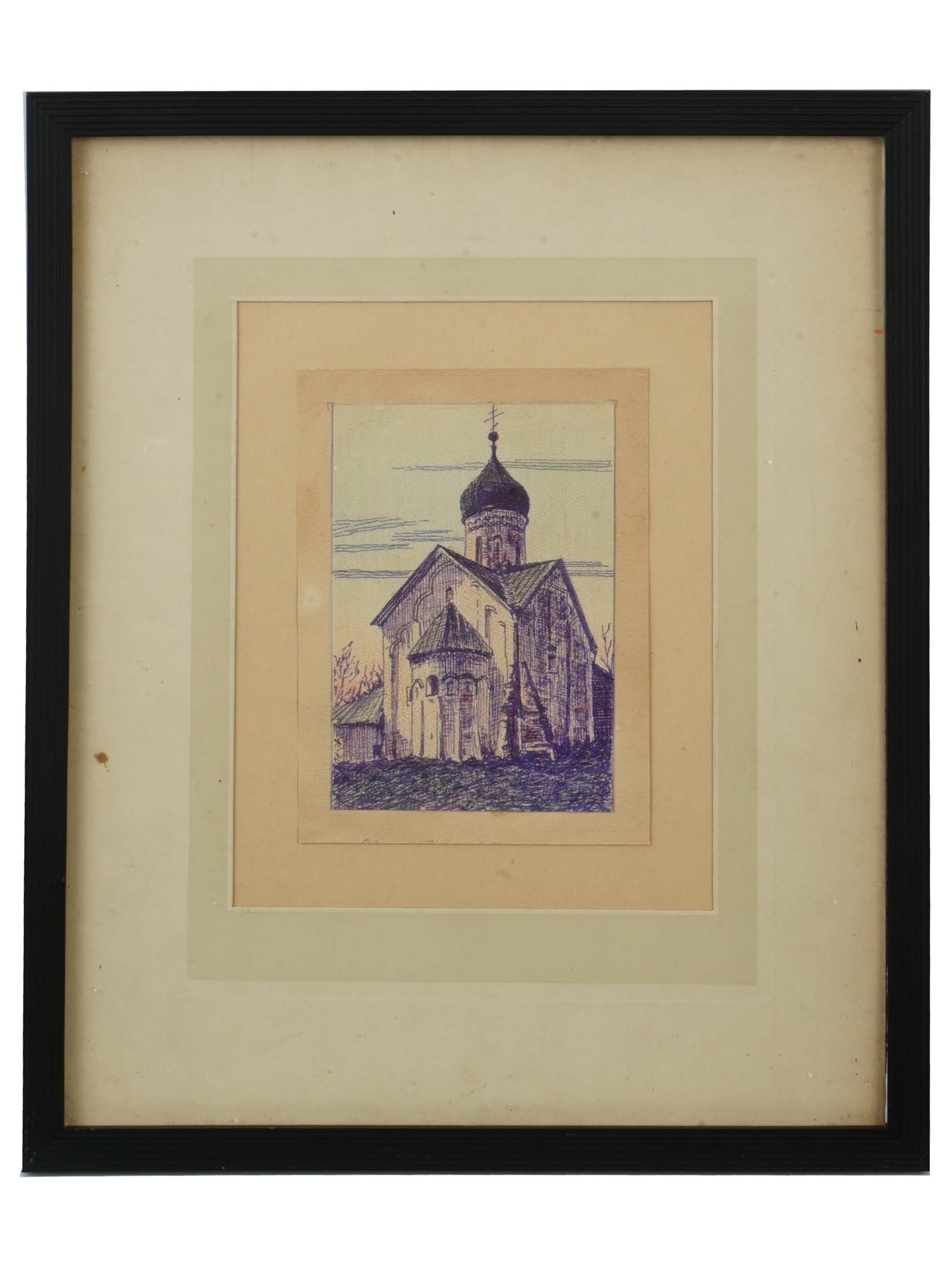RUSSIAN CHURCH INK PAINTING BY KONSTANTIN YUON (1 of 5)