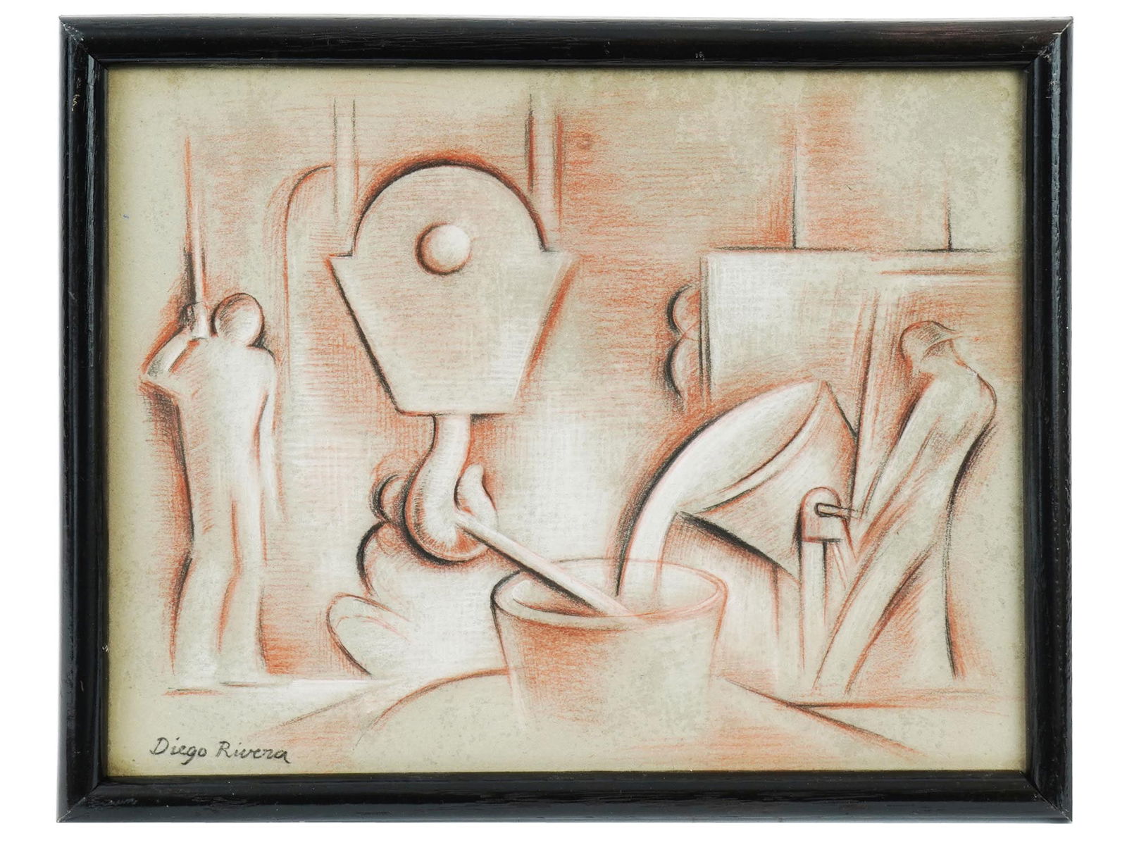 MEXICAN FACTORY WORKERS CHALK DRAWING BY DIEGO RIVERA (1 of 4)