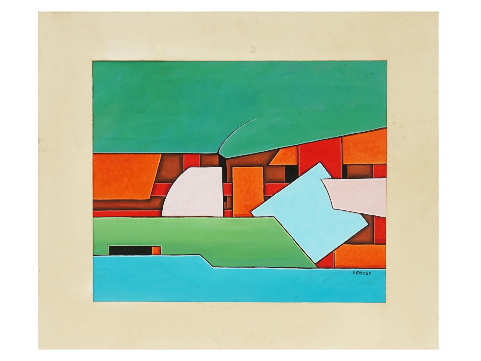 MEXICAN ABSTRACT ACRYLIC PAINTING BY GUNTHER GERZSO (1 of 5)