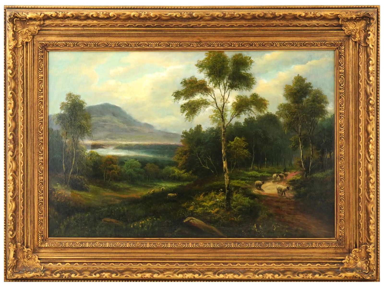 ANTIQUE FOREST AND MOUNTAIN LANDSCAPE OIL PAINTING (1 of 5)