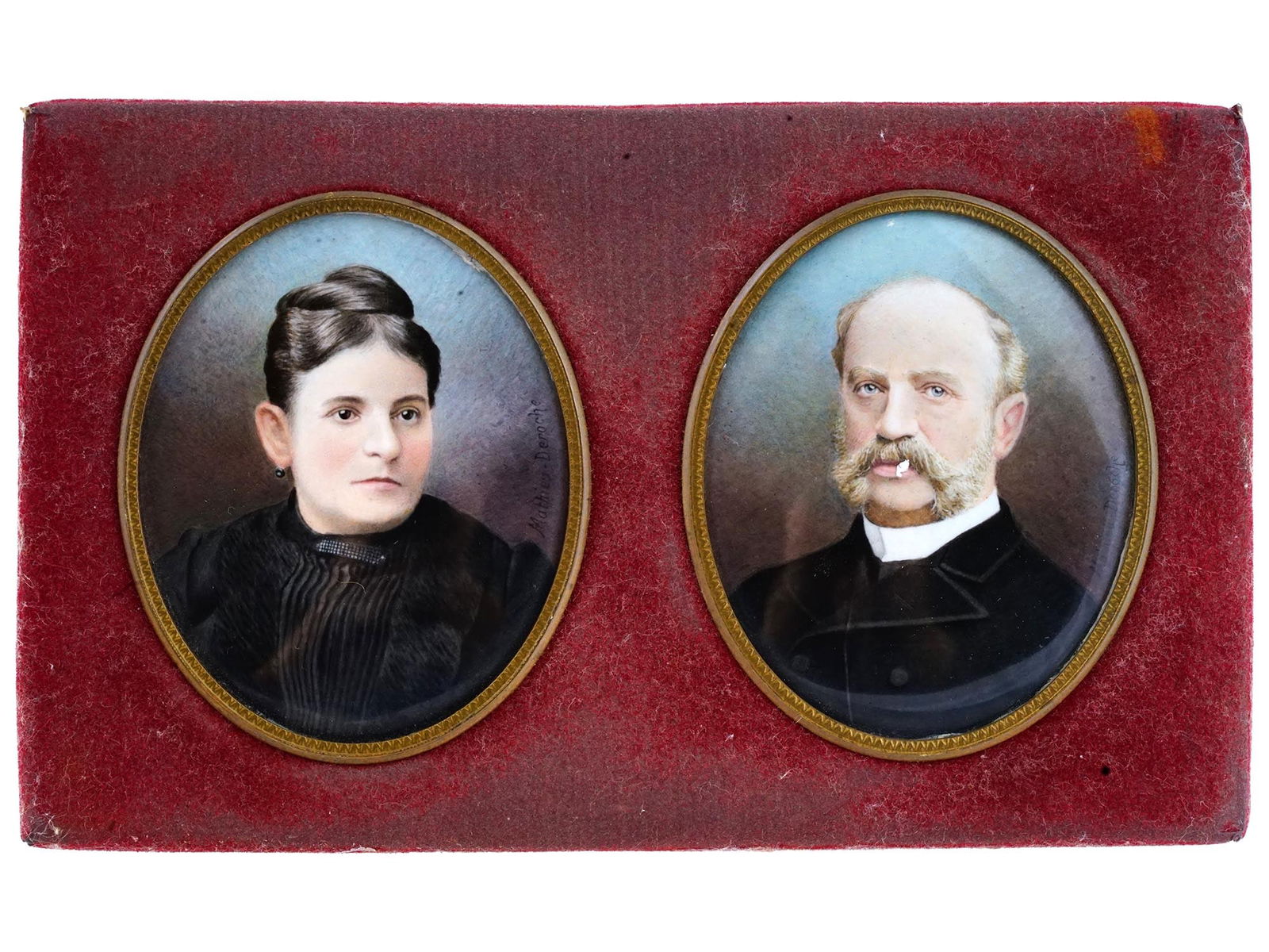 ANTIQUE FRENCH MATHIEU DEROCHE MINIATURE PAINTINGS (1 of 7)