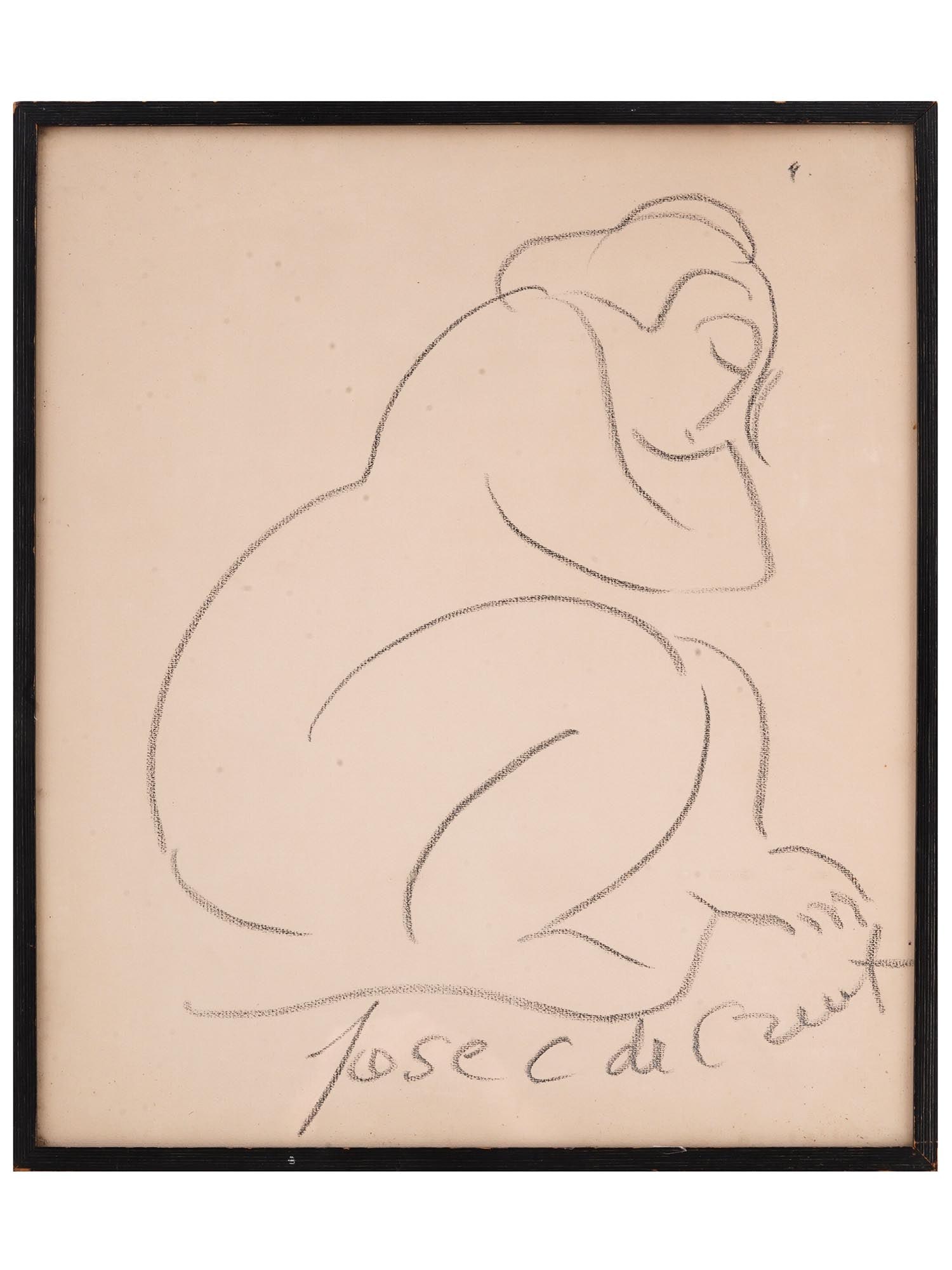 SPANISH AMERICAN CHARCOAL PAINTING BY JOSE DE CREEFT: Jose de Creeft, Mexican, Spanish, American, 1884 to 1982, charcoal painting on paper depicting a female nude figure. Signed lower right. Framed. Jose Mariano de Creeft was a Spanish born American arti