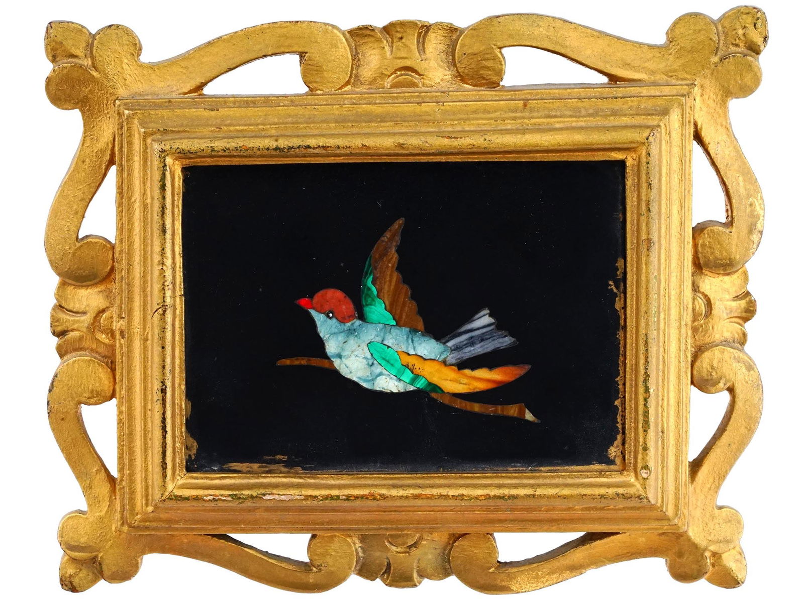 MID CENT ITALIAN PIETRA DURA MOSAIC PICTURE OF A BIRD (1 of 9)