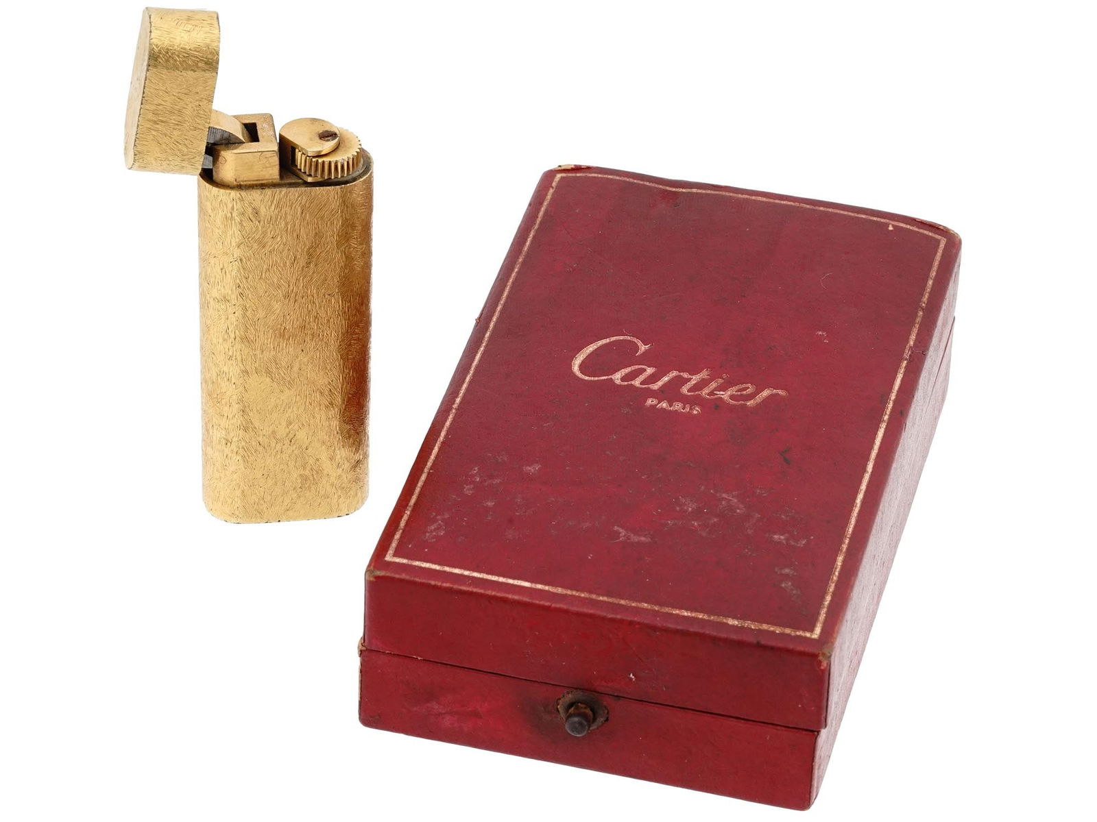 ART DECO MANNER CARTIER PARIS GOLD SATIN LIGHTER IOB (1 of 9)