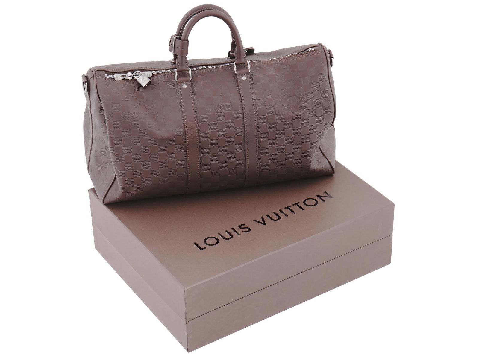 LOUIS VUITTON DAMIER INFINI KEEPALL LEATHER BAG (1 of 15)