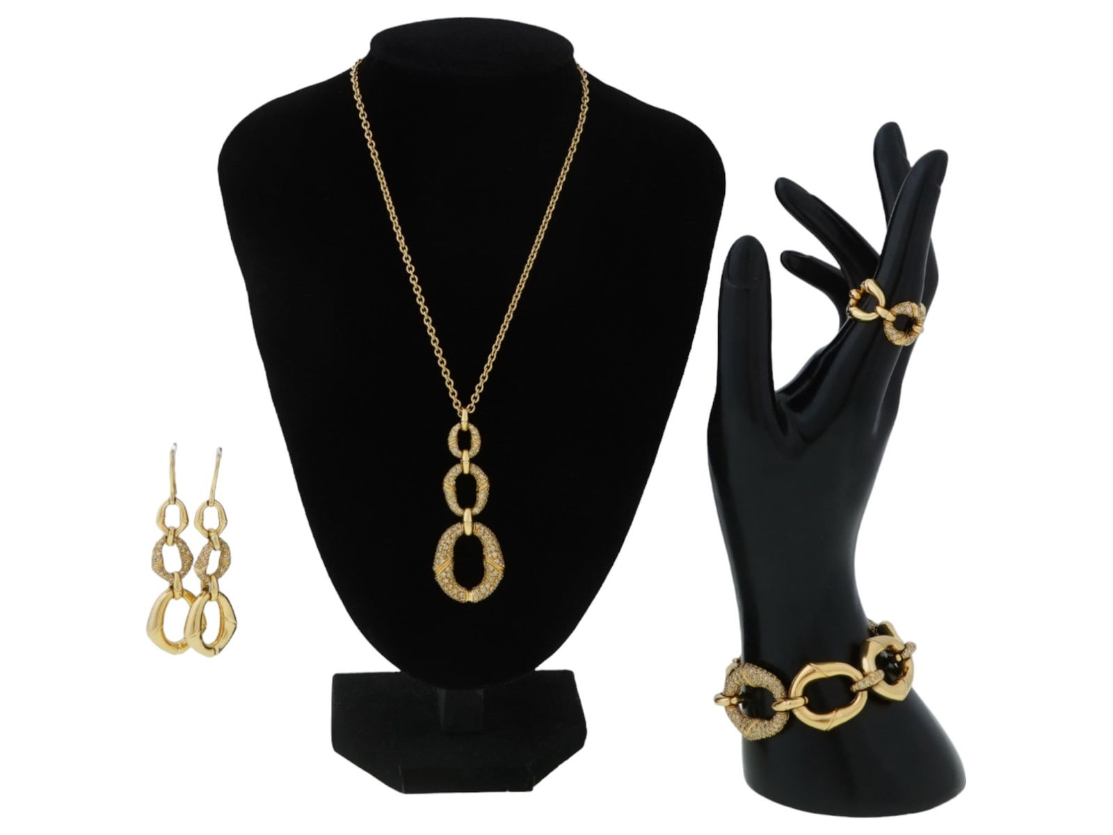 18K GOLD DIAMOND GUCCI NECKLACE EARRINGS RING BRACELET (1 of 10)