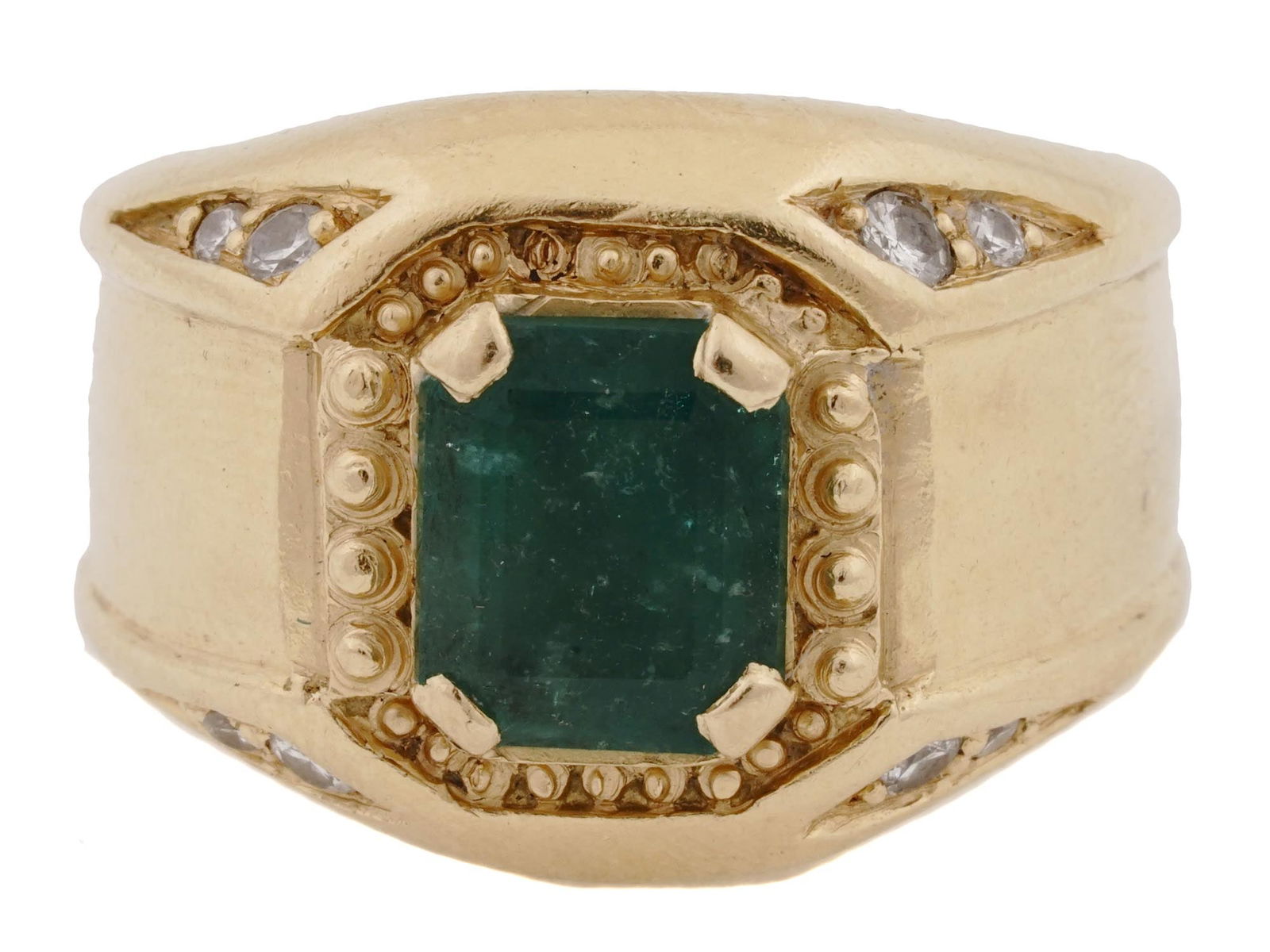 18K GOLD EMERALD AND DIAMONDS JEWELRY COCKTAIL RING (1 of 6)