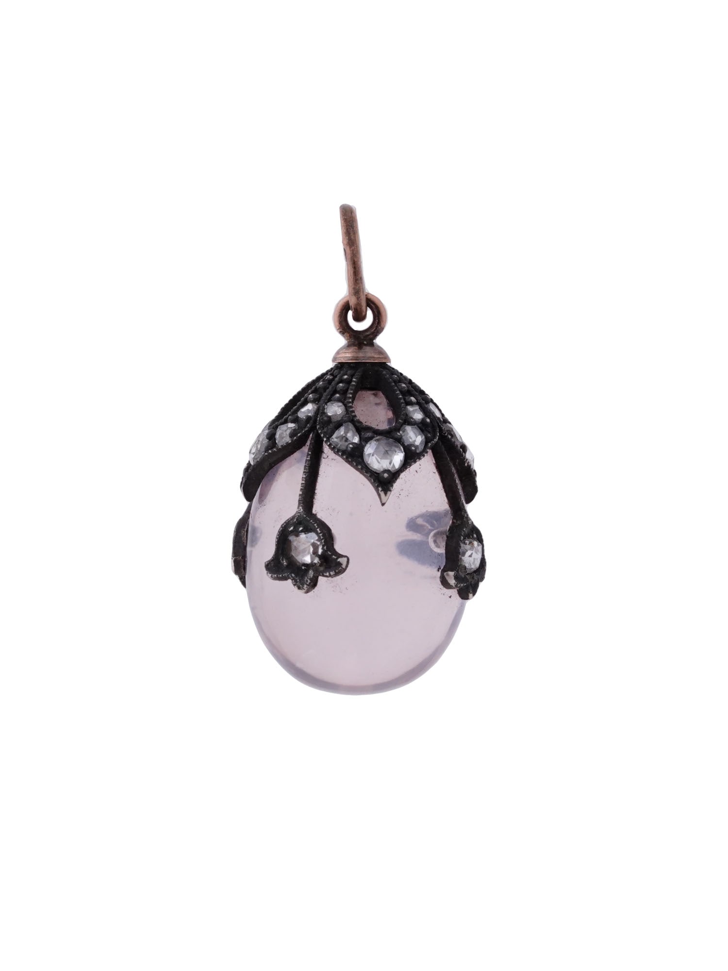 RUSSIAN 14K GOLD DIAMONDS ROCK CRYSTAL EGG PENDANT (1 of 7)