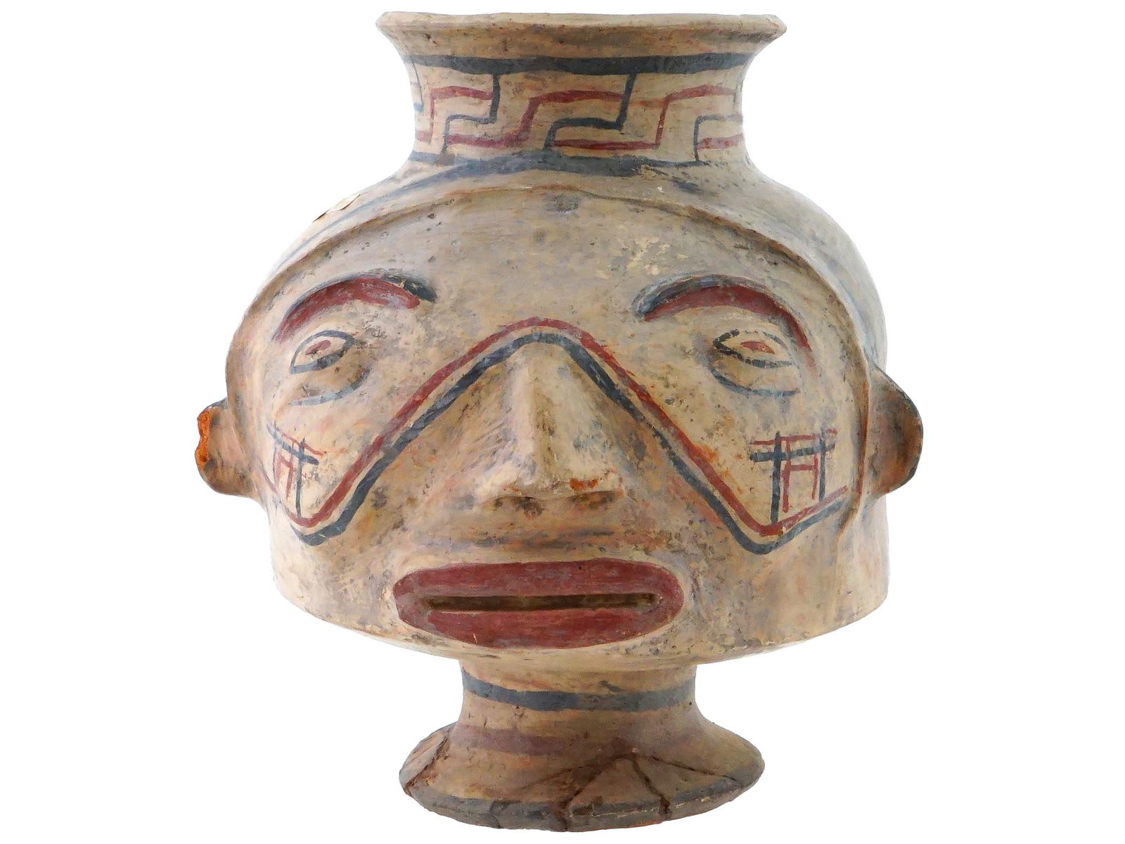 ANTIQUE COSTA RICA NOCOYA TROPHY HEAD POTTERY VESSEL (1 of 9)