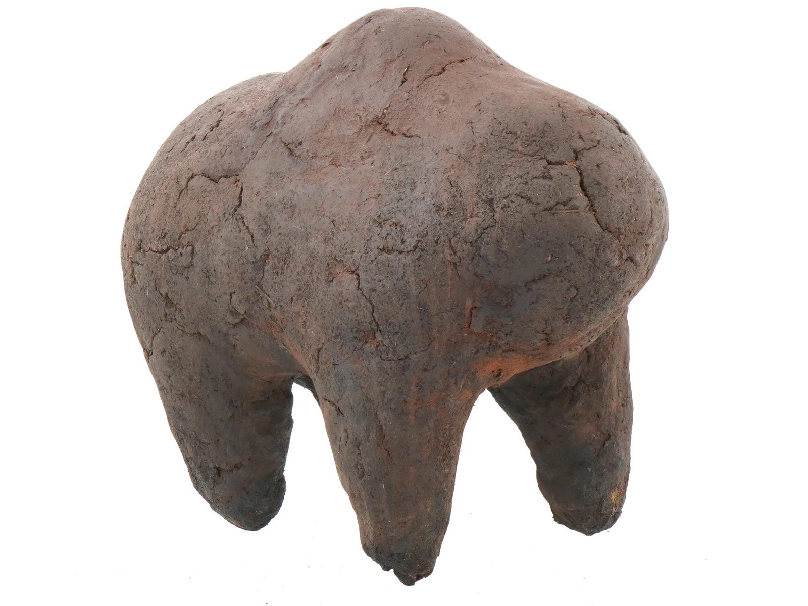WEST AFRICAN MALI BOLI FETISH WOOD FIGURE OF BULL: A West African Boli Fetish hand carved wooden figure from the Bamana People in Mali, West Africa. the figure depicts a bull. It was used by initiates of the Komo Society, some of whom are experts in t