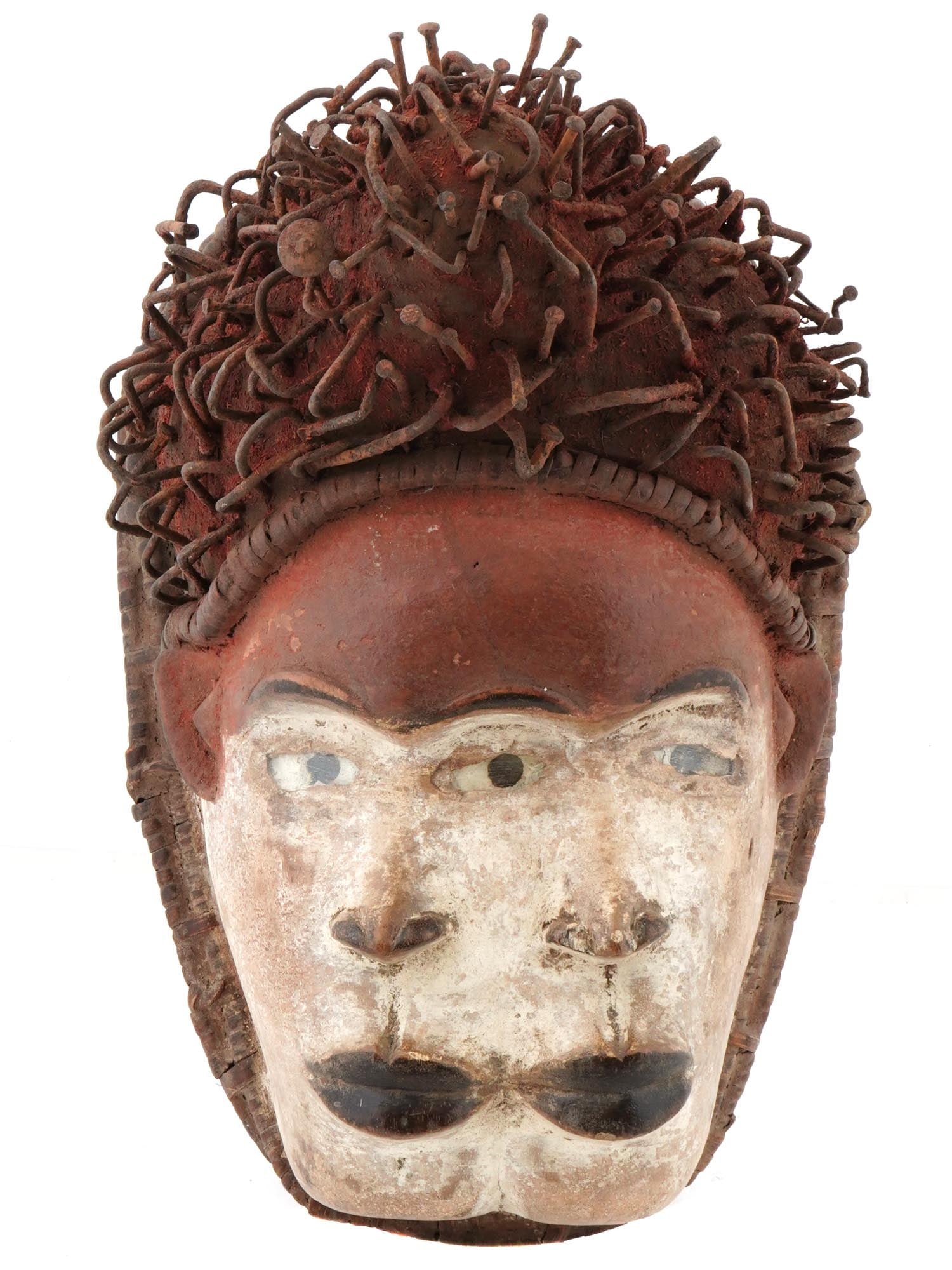 CENTRAL AFRICAN BAKONGO METAL NAIL FETISH MASK (1 of 8)