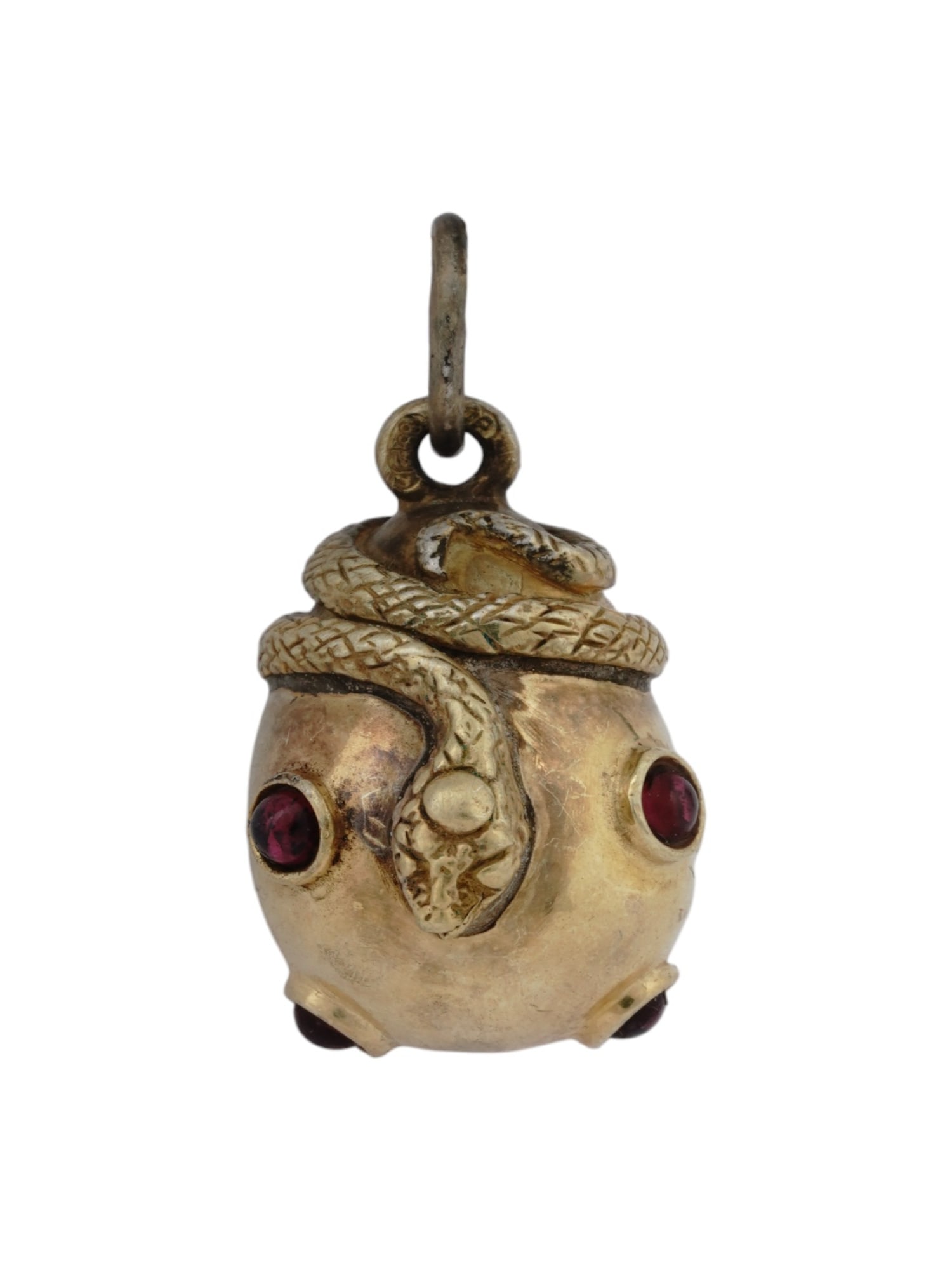 RUSSIAN 88 GILT SILVER RUBY FIGURAL SNAKE EGG PENDANT (1 of 6)