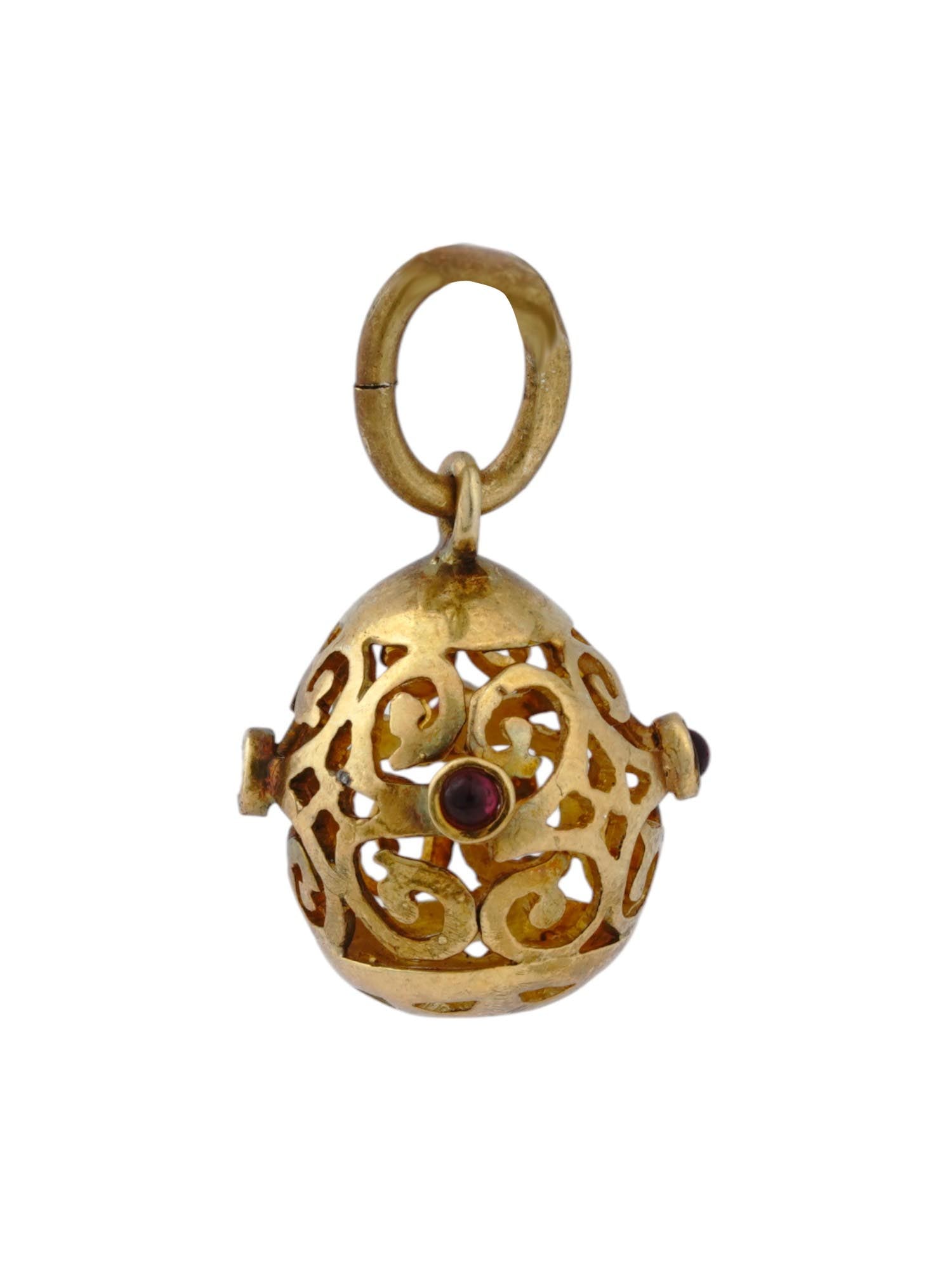 RUSSIAN GILT SILVER RUBY OPENWORK EASTER EGG PENDANT (1 of 6)