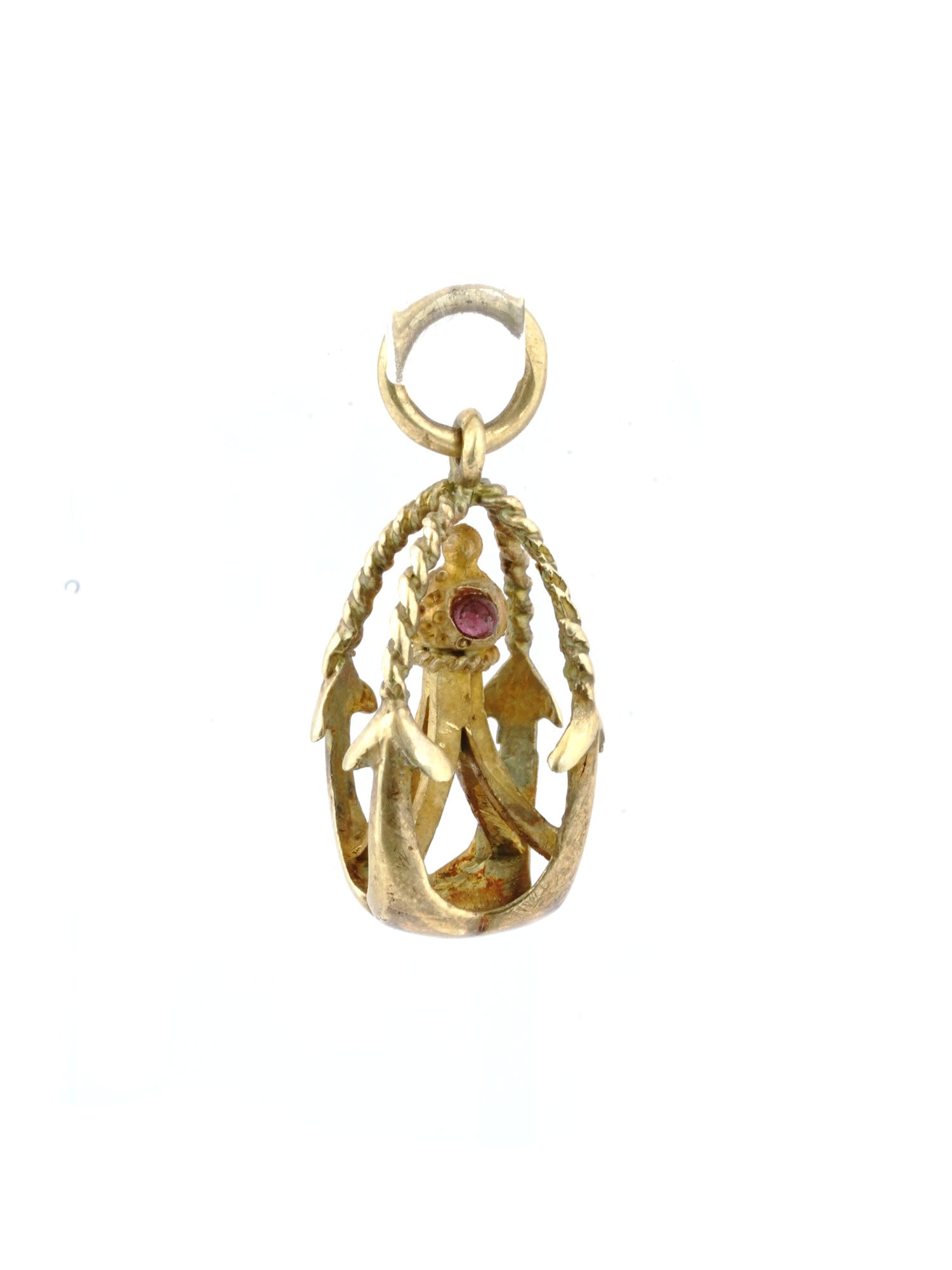 RUSSIAN 88 GILT SILVER ANCHOR EASTER EGG PENDANT (1 of 5)