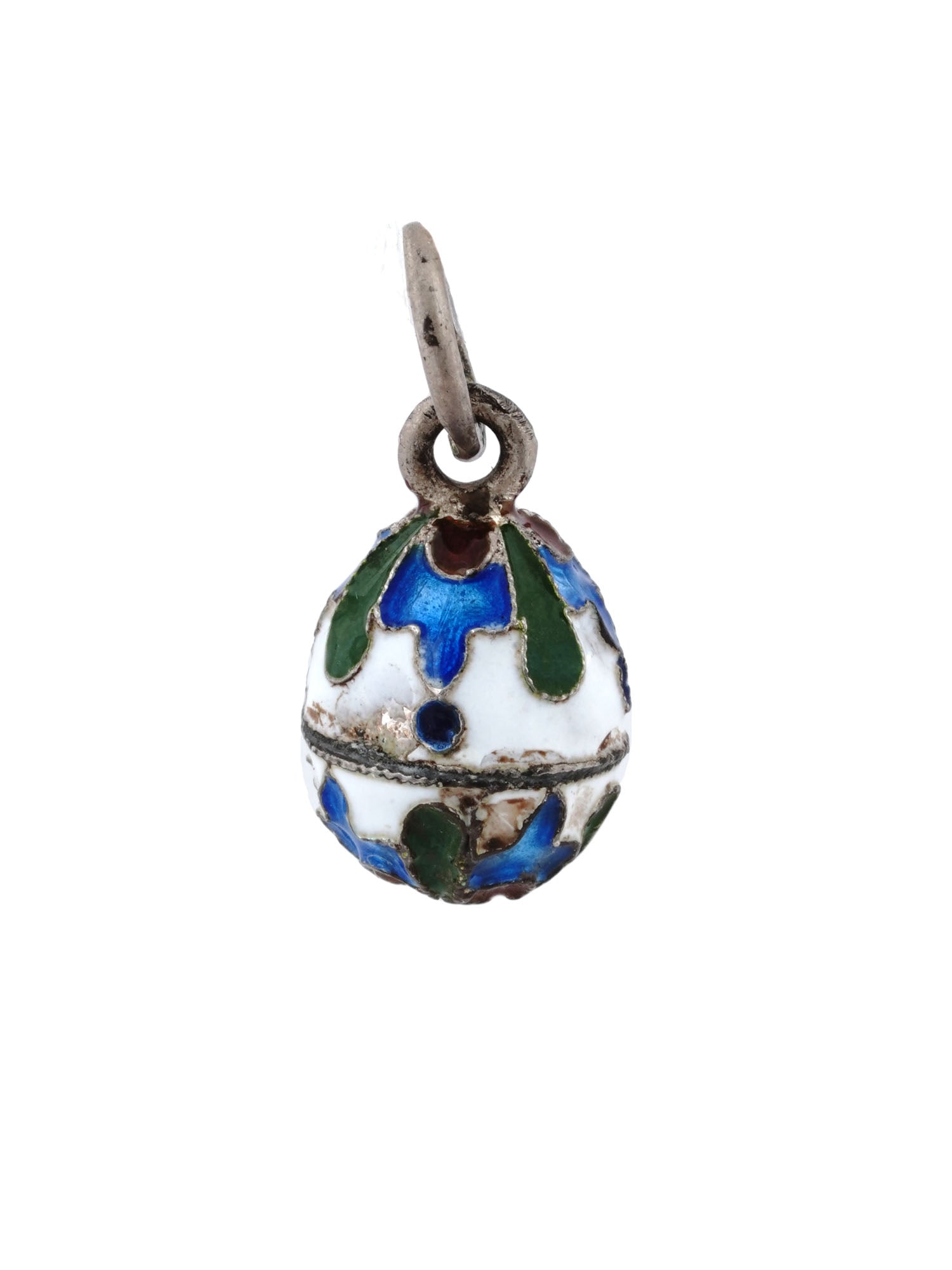 RUSSIAN SILVER CLOISONNE ENAMEL EASTER EGG PENDANT (1 of 5)
