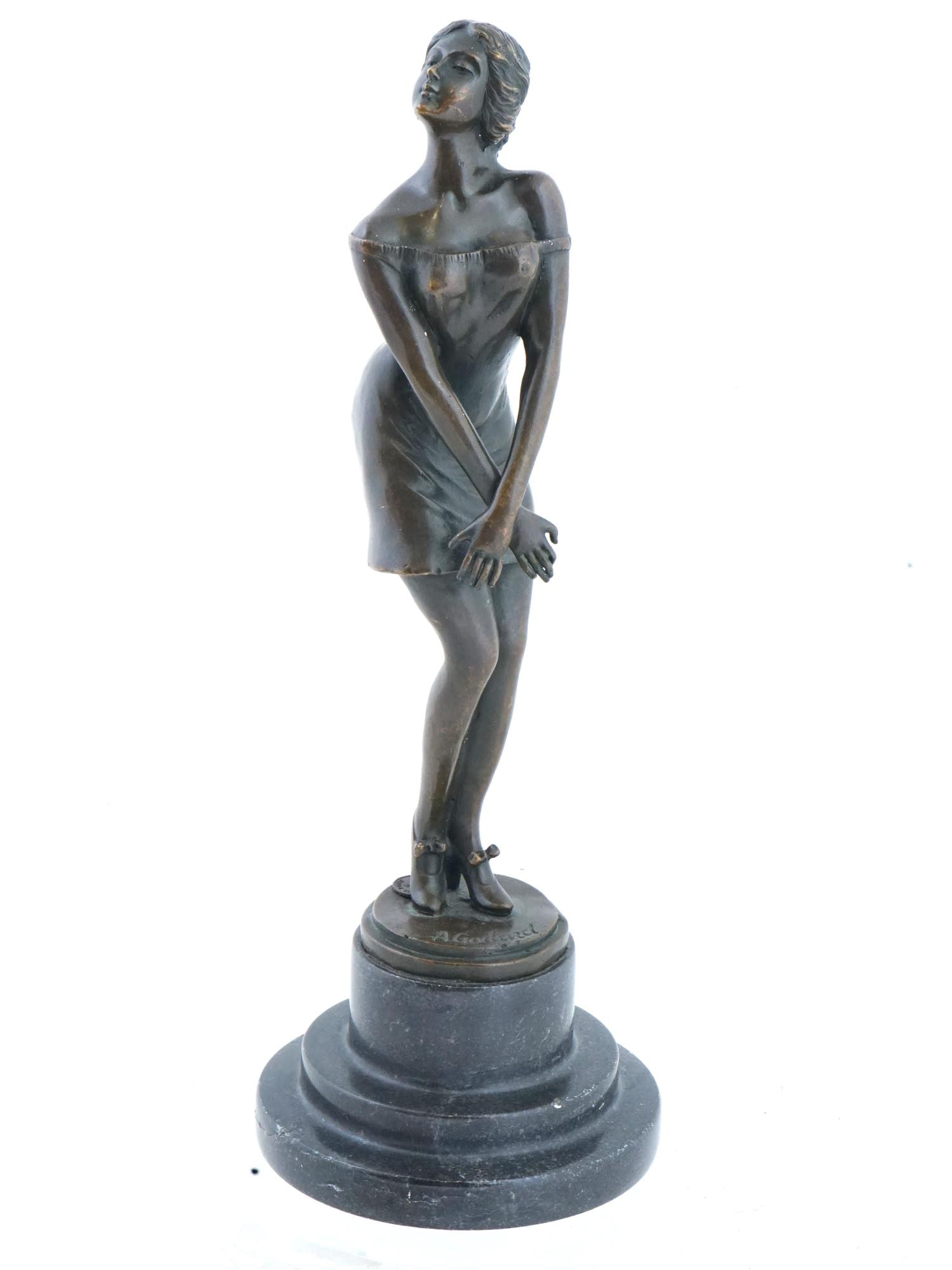 ART DECO FRENCH BRONZE DANCER FIGURE BY ARMAND GODARD (1 of 8)