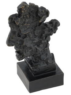 CUBIST AMERICAN PROFILE BRONZE SCULPTURE BY MAX WEBER: Max Weber, Russian, French, American, 1881 to 1961, patinated bronze sculpture, Profile 2, 1959. Mounted on a rectangular shaped base. Signed, Max Weber, and dated under the base. Max Weber is known f