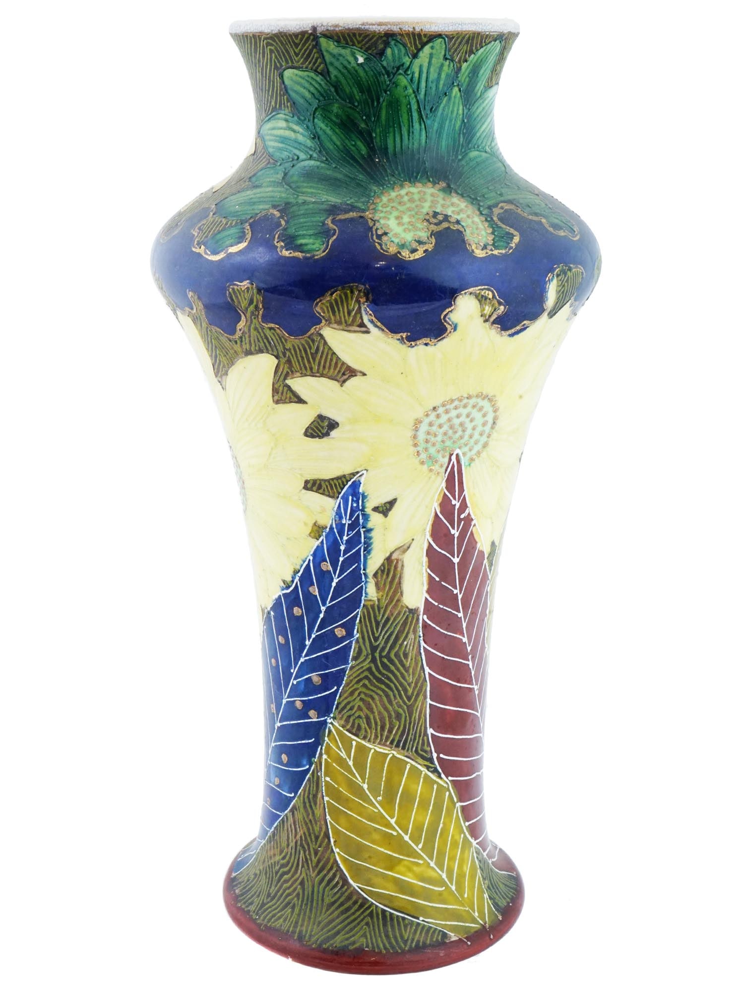 ANTIQUE JAPANESE AO KUTANI PORCELAIN FLORAL MOTIF VASE (1 of 7)