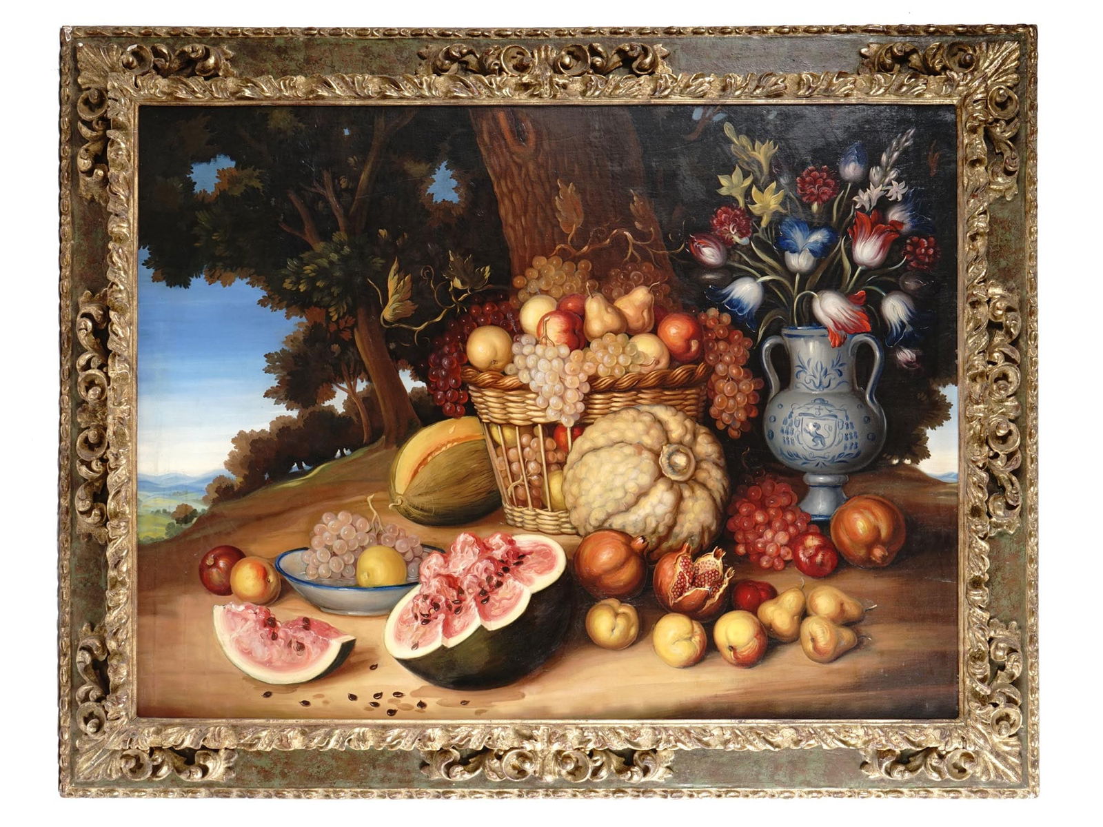 LARGE FRUIT STILL LIFE OIL PAINTING FRAMED (1 of 7)