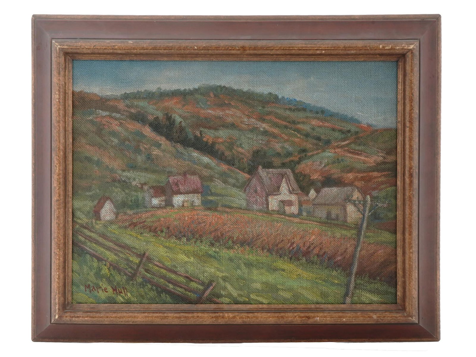 MARIE HULL AMERICAN VILLAGE LANDSCAPE OIL PAINTING (1 of 4)