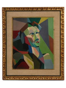 CUBIST ARGENTINIAN OIL PAINTING BY EMILIO PETTORUTI: Emilio Pettoruti, Argentinian, 1892 to 1971, oil painting on canvas depicting a Cubistic female portrait. Signed lower left. Framed. Emilio Pettoruti was an Argentine painter, who caused a scandal wit