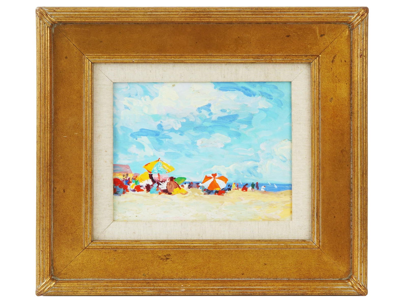 MID CENTURY PAINTING BEACH SCENE FRAMED (1 of 4)