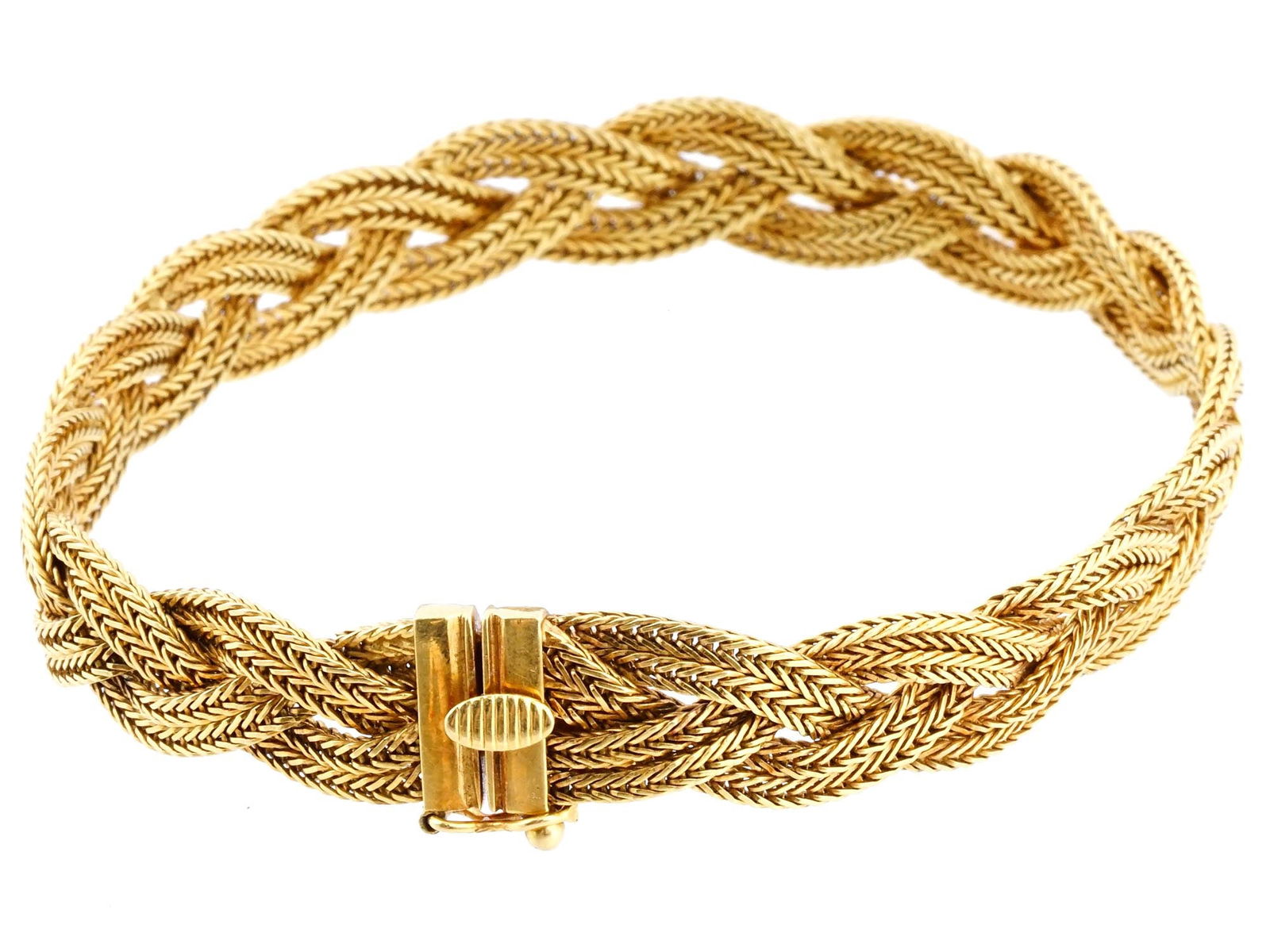ANTIQUE ITALIAN BRAIDED 18K GOLD BRACELET UNOAERRE (1 of 4)