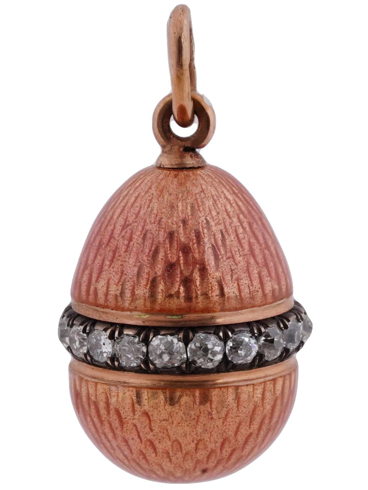 RUSSIAN 14K GOLD ENAMEL DIAMONDS EGG PENDANT (1 of 5)