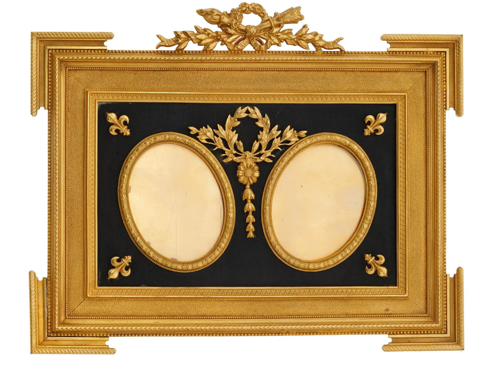 ANTIQUE GILT BRONZE WALL DOUBLE PICTURE FRAME (1 of 5)