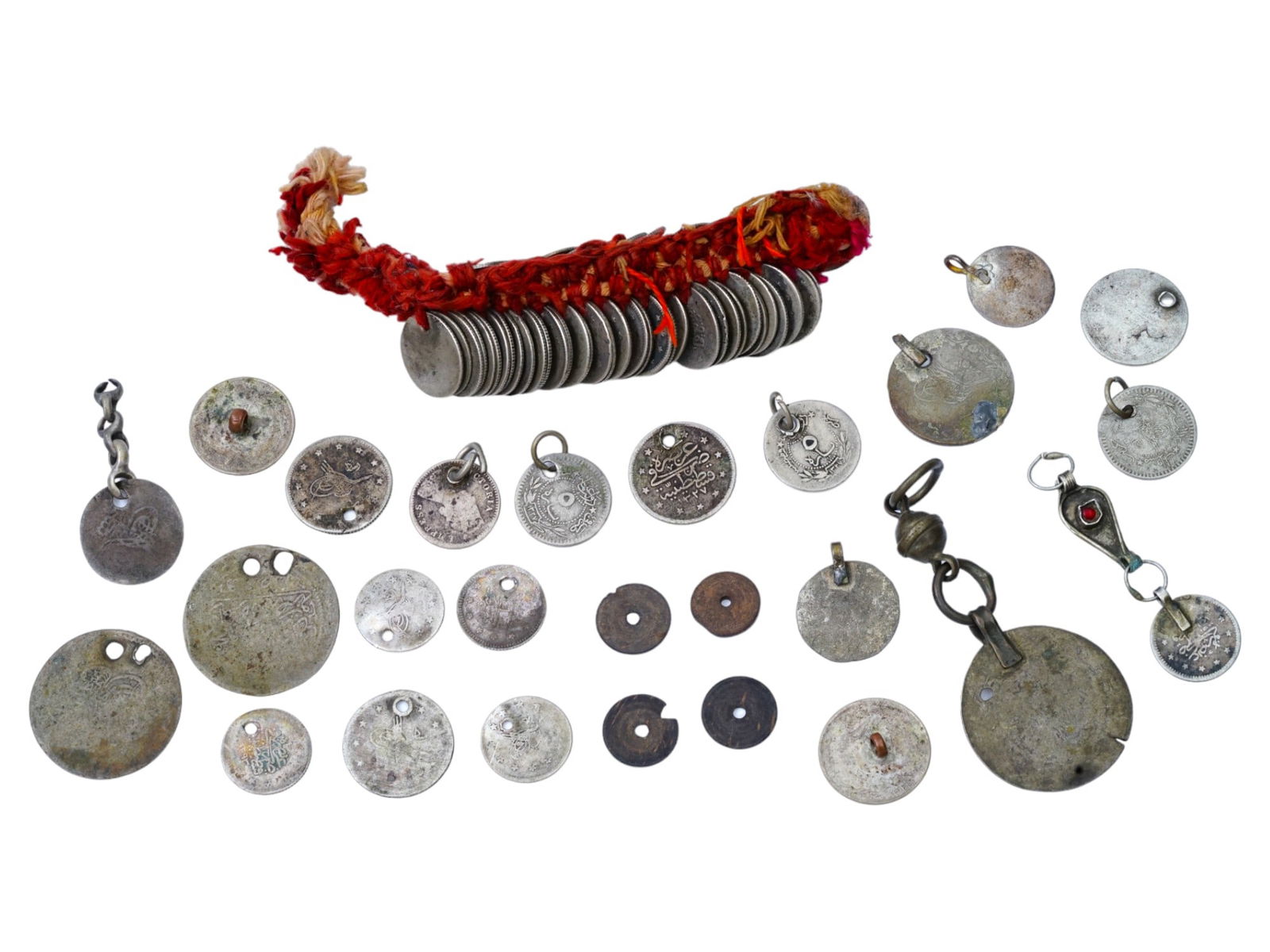 ANTIQUE TURKMEN OTTOMAN LOW GRADE SILVER JEWELRY PIECES (1 of 7)