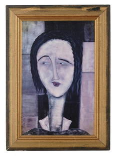 FRENCH SCHOOL COLOR PORTRAIT PRINT BY GUY MOURAND: Guy Mourand, Canadian, born 1958, color print on paper, Colette, depicting a portrait of a woman. Signed in the print, lower right. Framed. Guy Mourand is a Contemporary artist who works in the manner