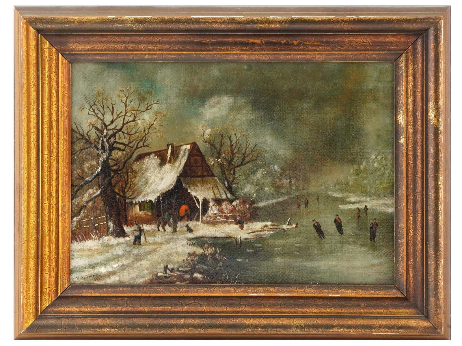 ANTIQUE DUTCH SCHOOL OIL PAINTING SIGNED BY ARTIST (1 of 5)