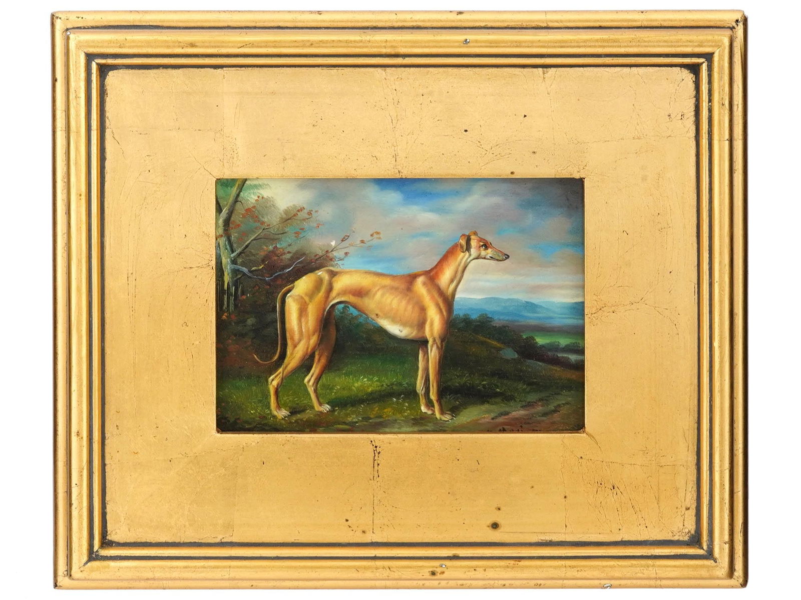 AMERICAN OIL PAINTING OF A DOG BY WILLIAM MONINET (1 of 6)