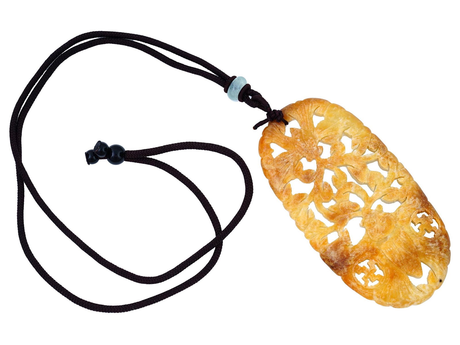 ANTIQUE CHINESE CARVED BROWN JADE AMULET PENDANT (1 of 7)