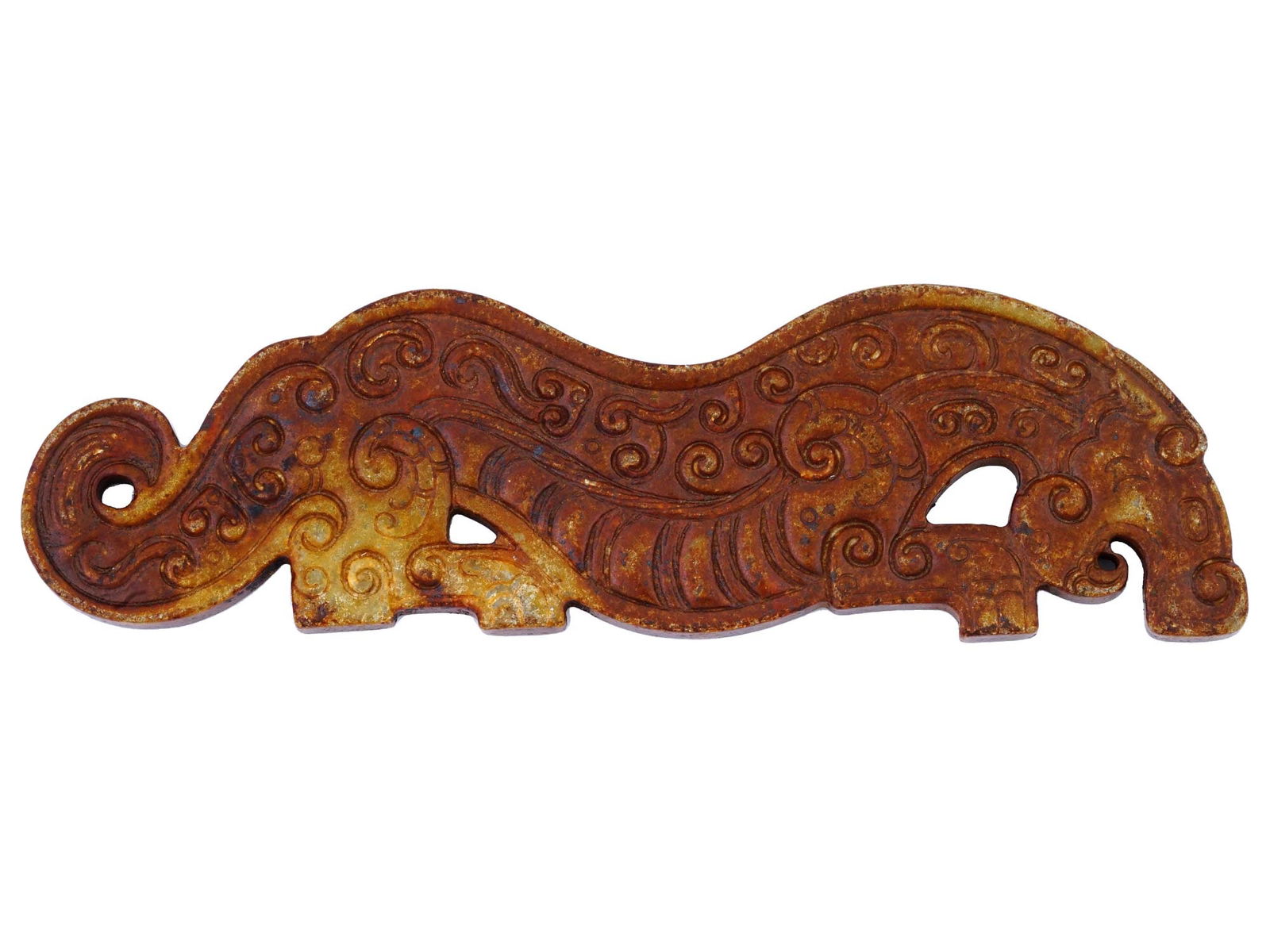 ANTIQUE CHINESE DRAGON CARVED JADE AMULET PENDANT (1 of 6)