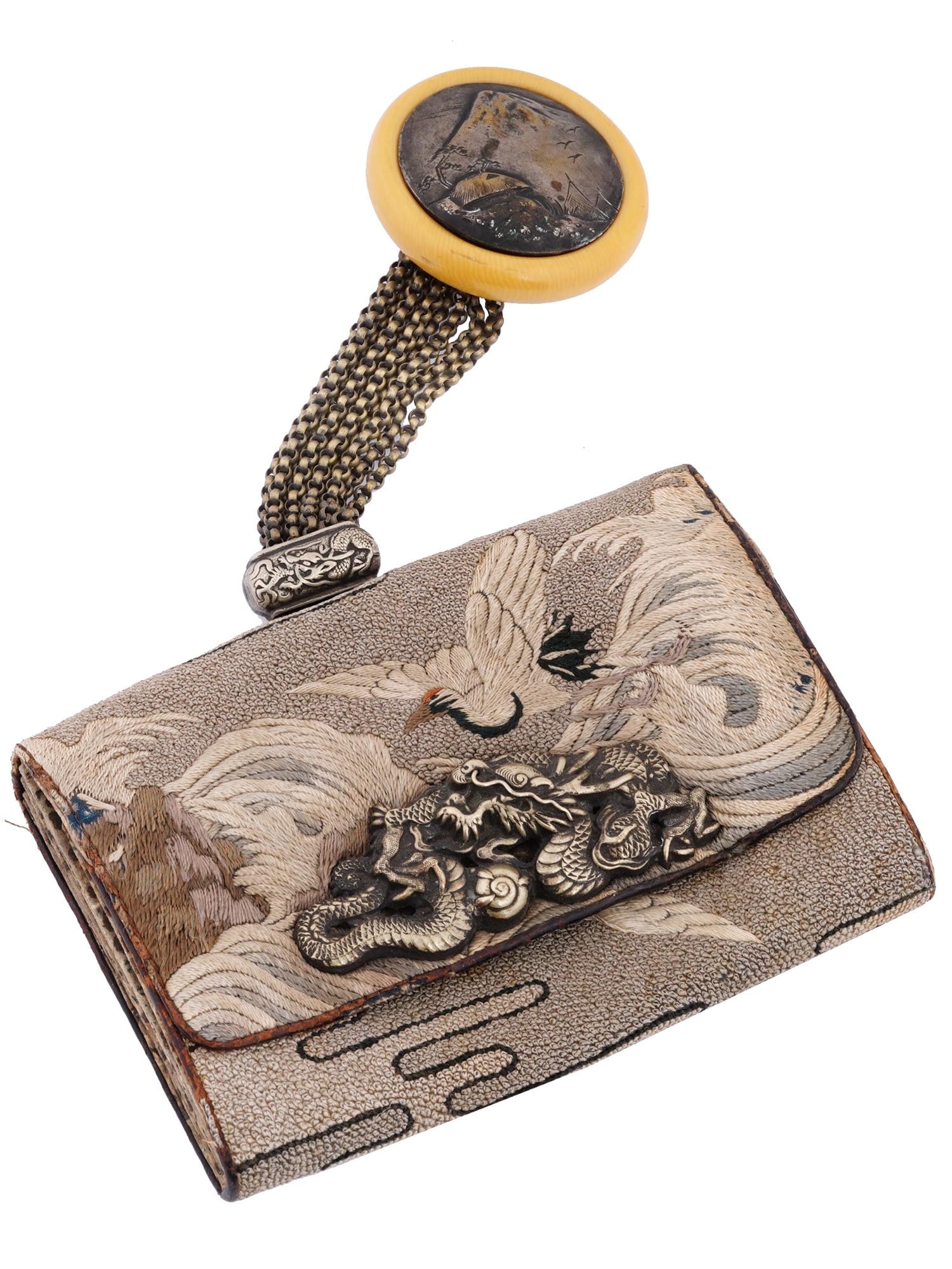 JAPANESE MEIJI EMBROIDERED SAGEMONO TOBACCO POUCH (1 of 6)