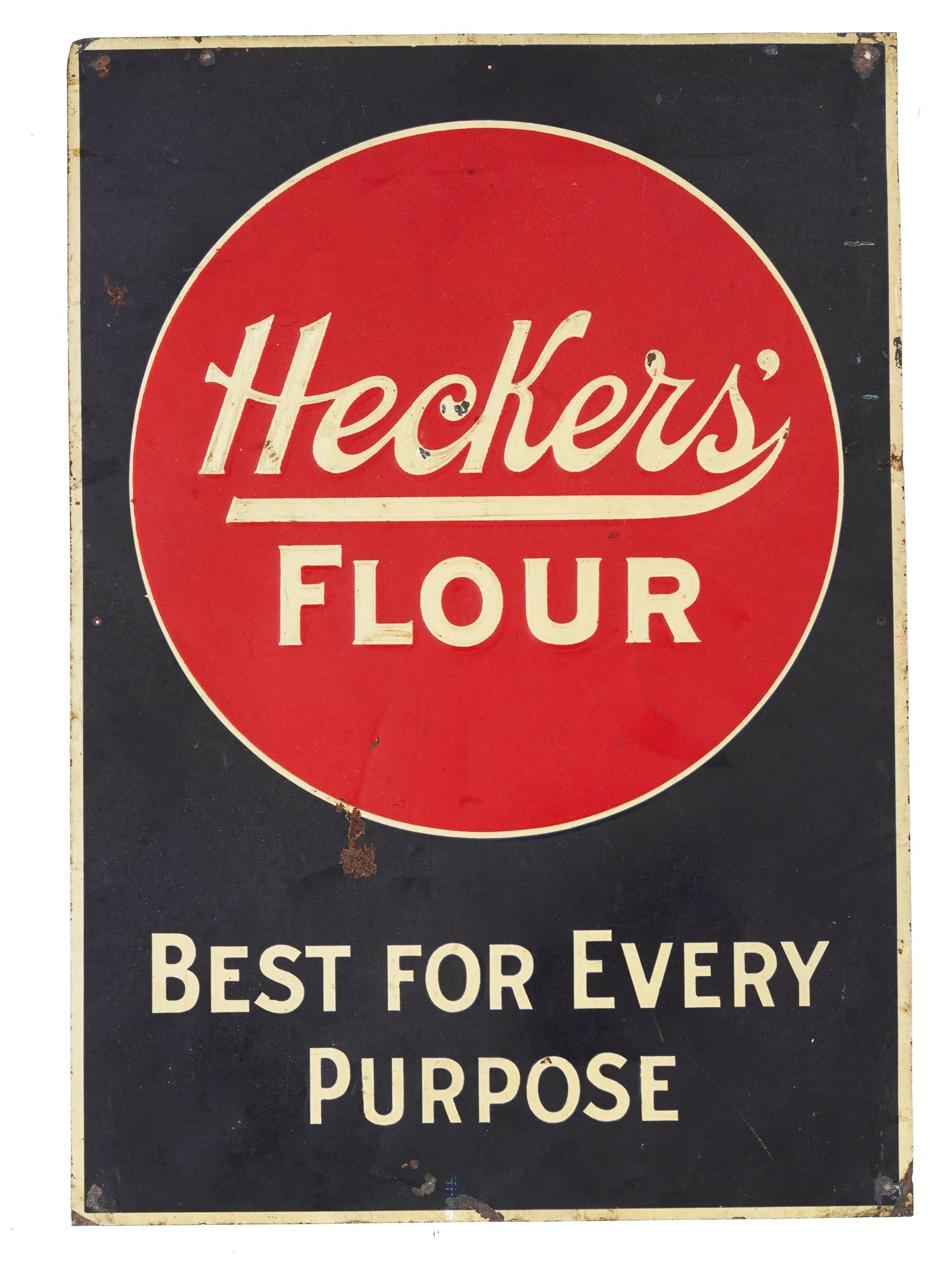 AMERICAN HECKERS FLOUR ENAMEL TIN ADVERTISING SIGN (1 of 6)