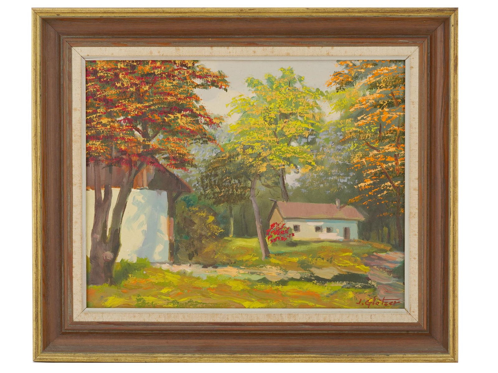 AMERICAN VILLAGE OIL PAINTING BY JOSEPH GLOTZER (1 of 5)