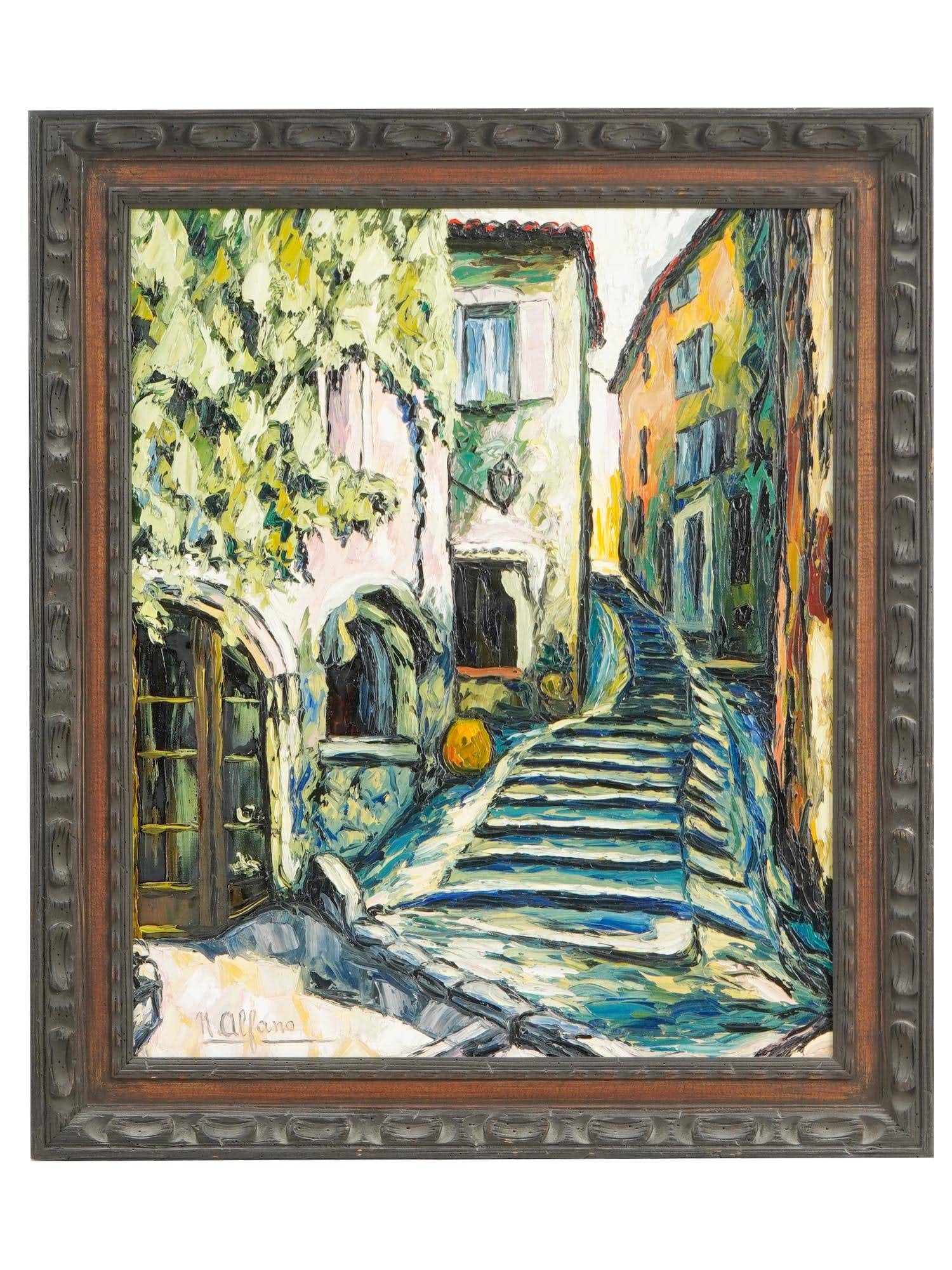 FRENCH RIVIERA CITYSCAPE OIL PAINTING BY N. ALFANO (1 of 6)