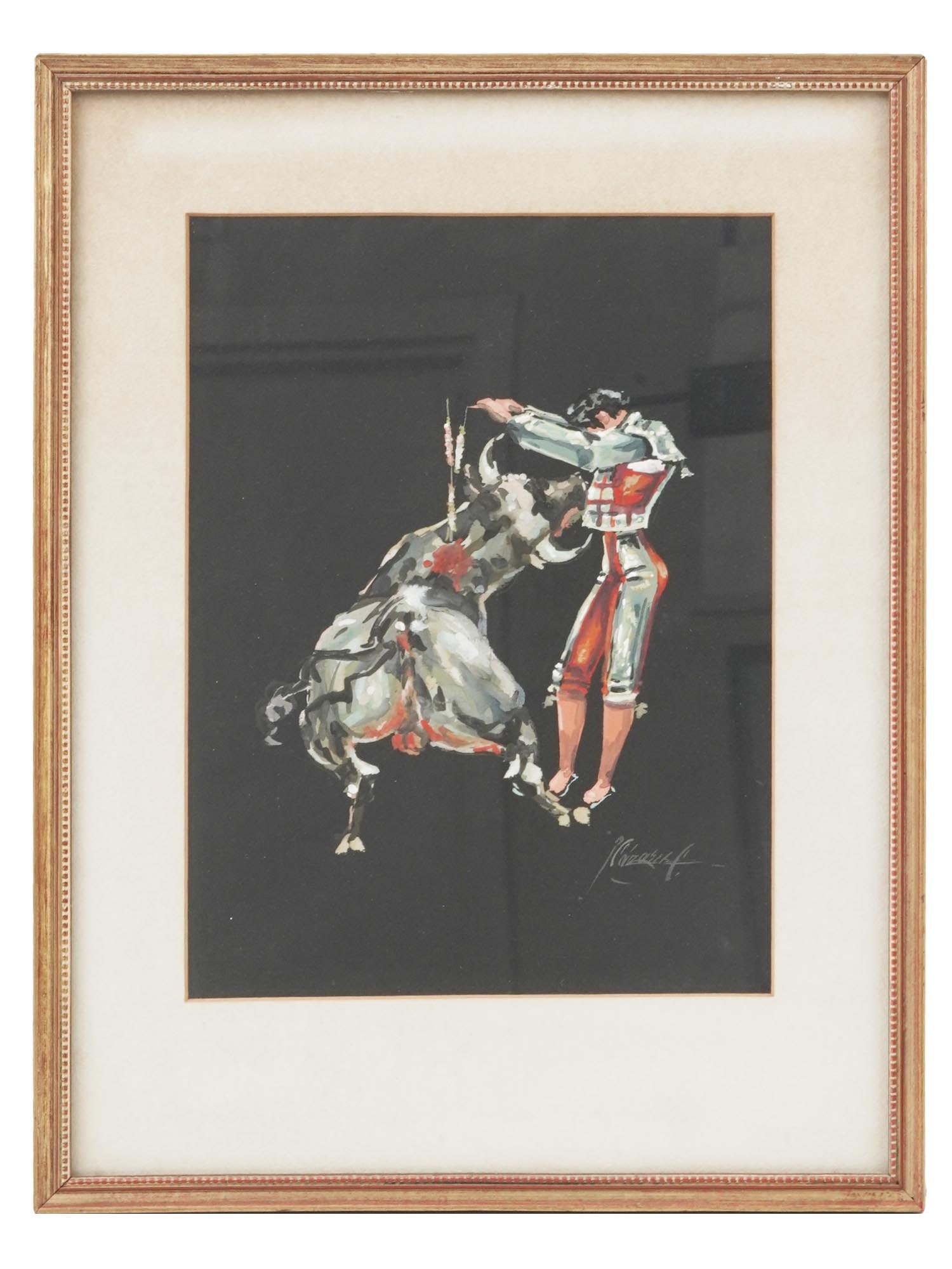 MEXICAN WATERCOLOR ON PAPER PAINTING OF TOREADOR (1 of 6)